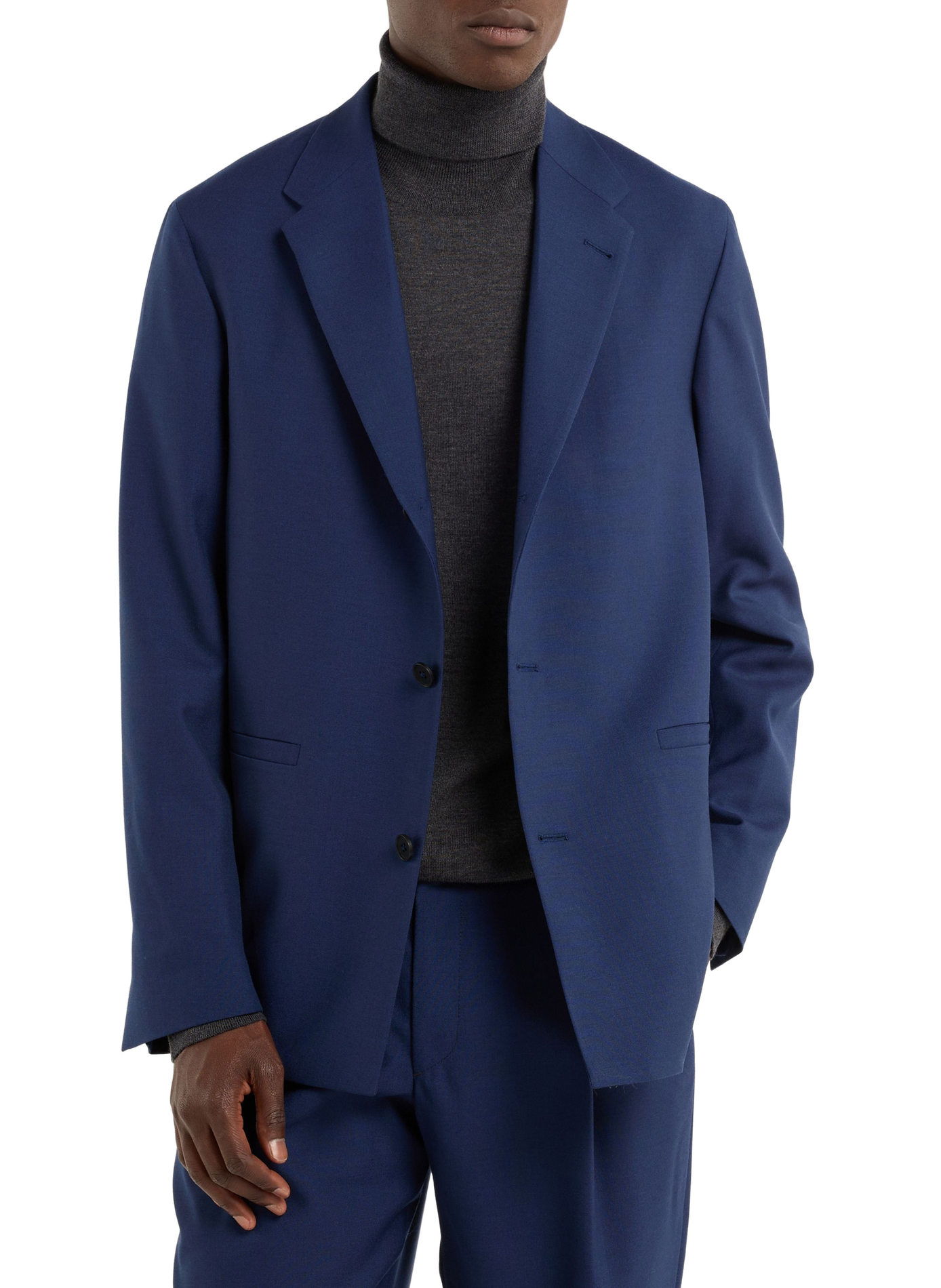 Straight wool suit jacket in iso SAISON 1865 Blue