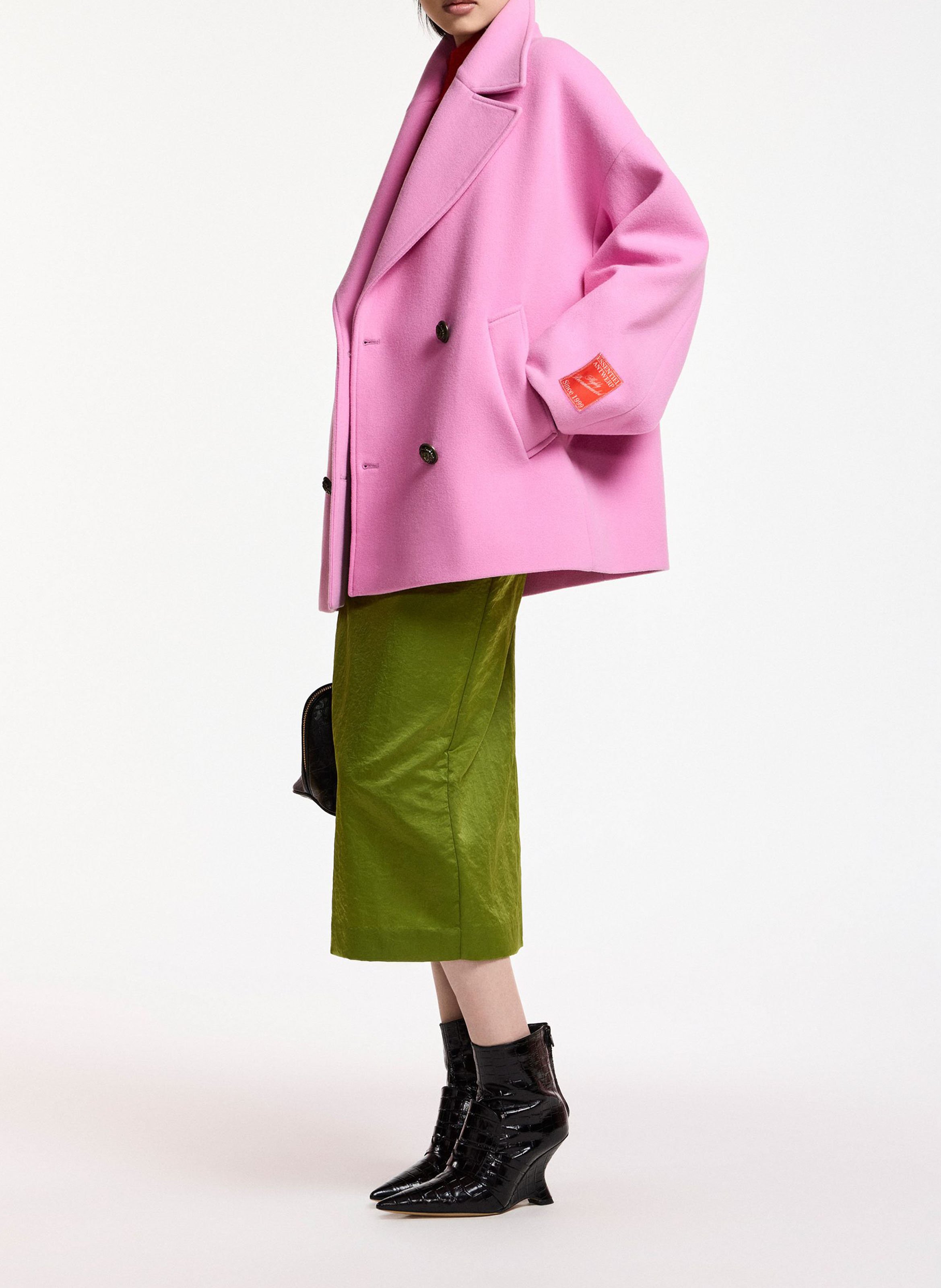 Wool tailored collar coat ESSENTIEL ANTWERP Pink