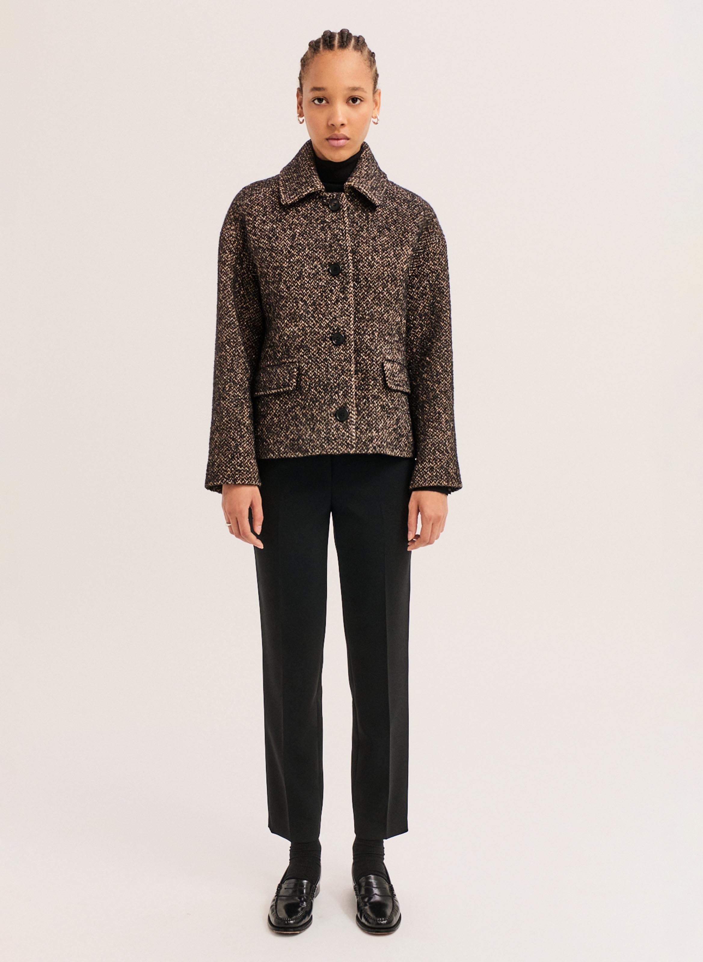 Manteau court en coton mélangé PABLO Noir