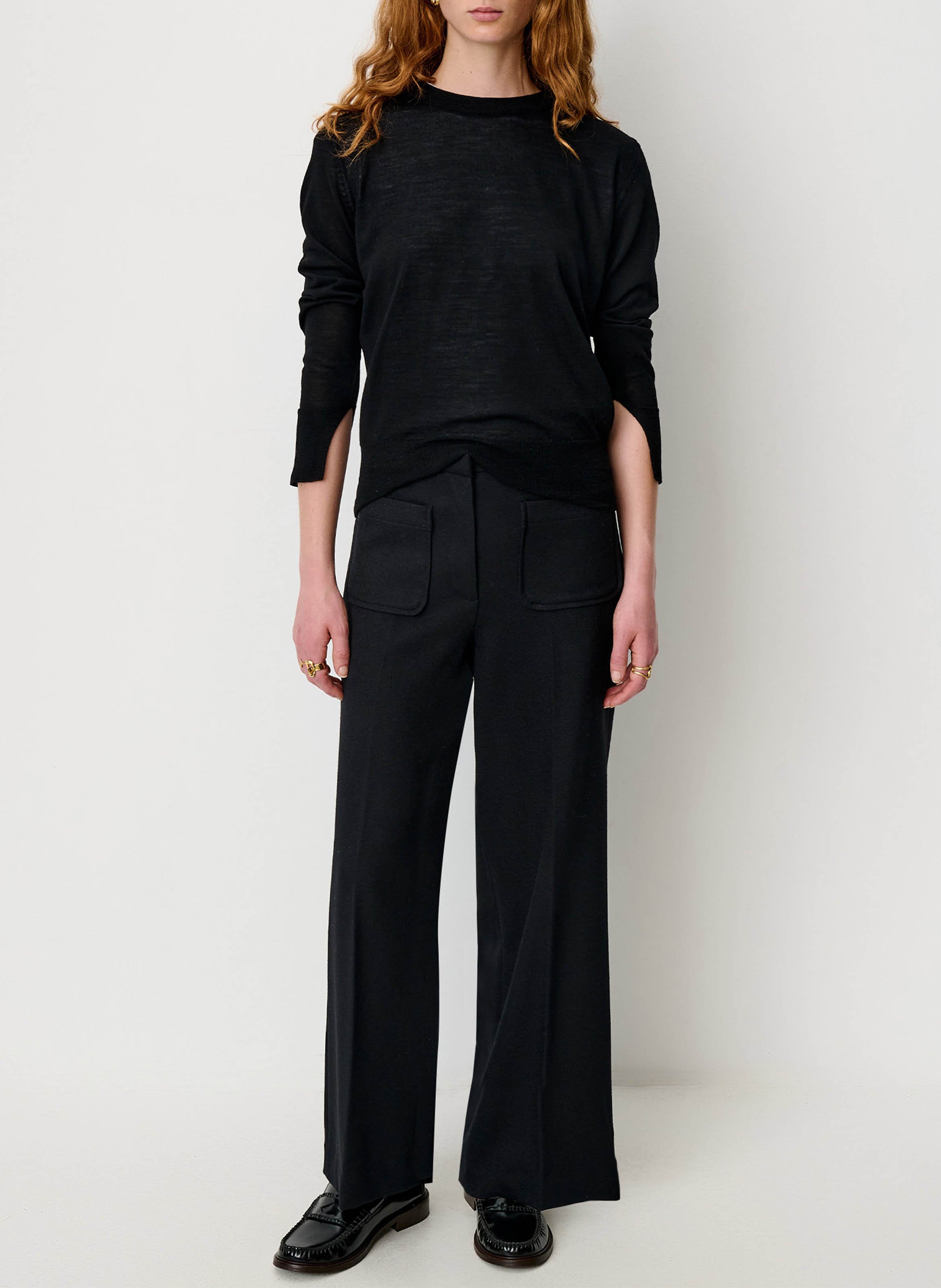 Abidjan wool round-neck sweater | Black SESSUN Women