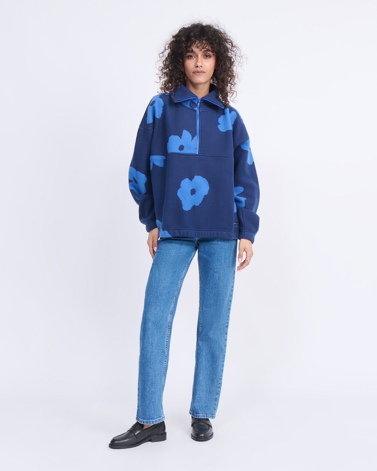 Floral-print recycled fleece sweatshirt EMOI EMOI Blue