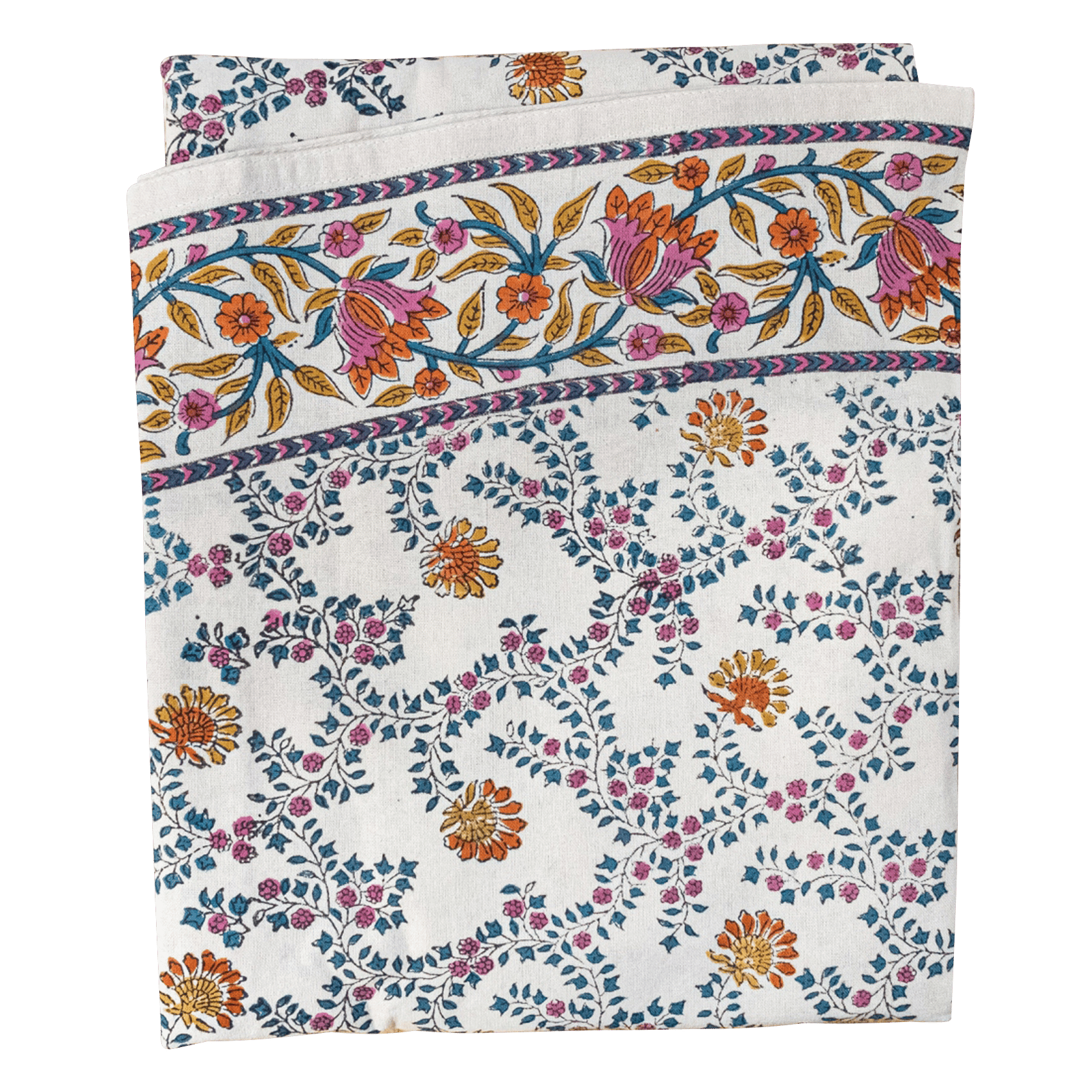 Nappe ronde imprimé fleuri en coton BeigeJAMINI