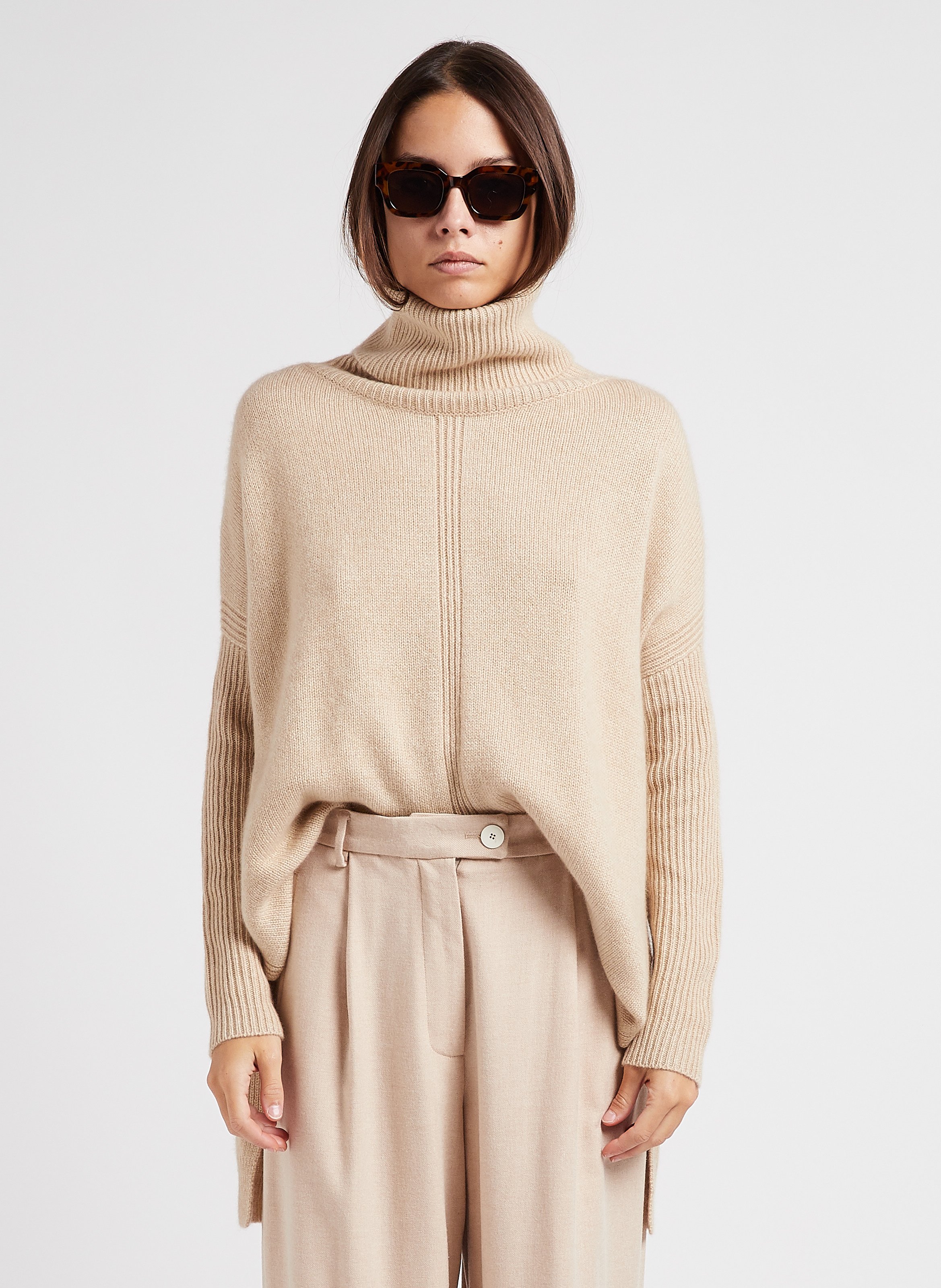 Beige cashmere turtleneck on sale sweater