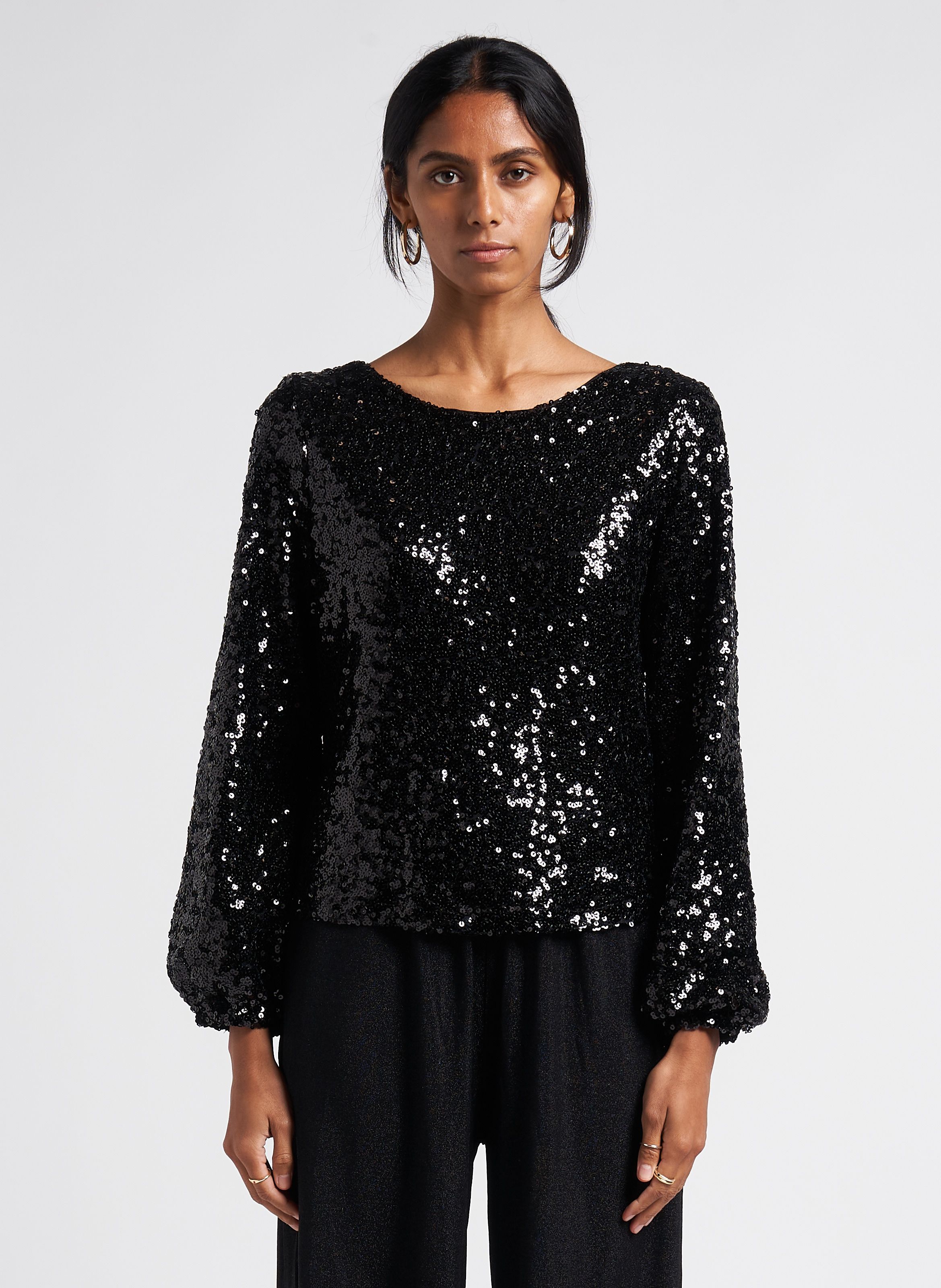 Sequin store embroidered top