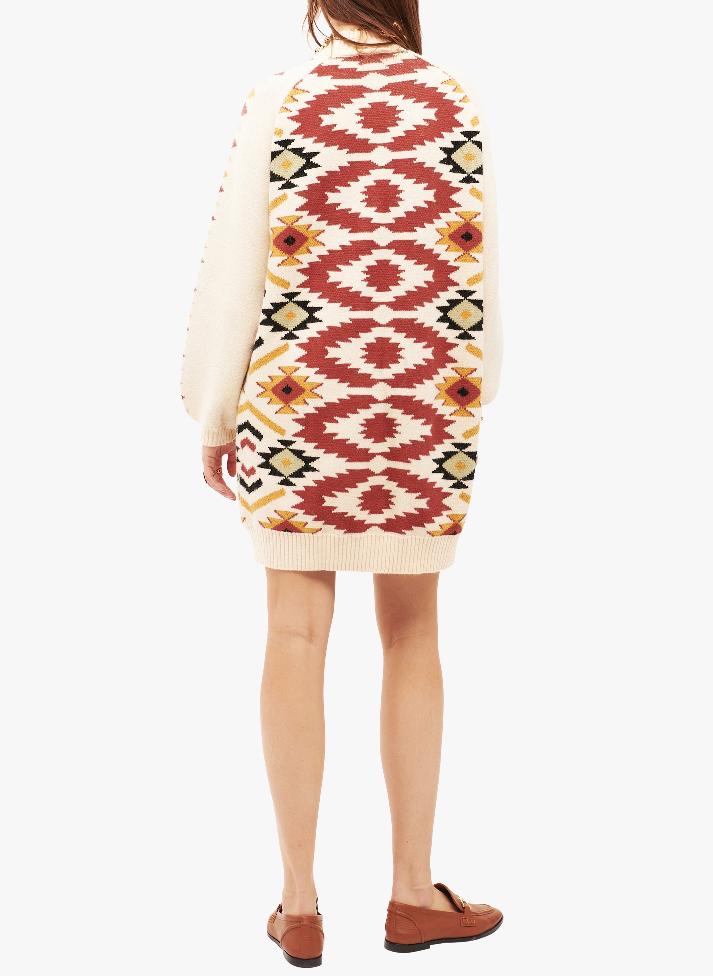 Jacquard funnel-neck jumper dress WILD Beige