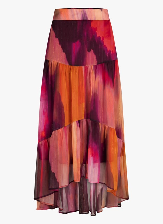 Jupe longue evasee imprimee Multicolore