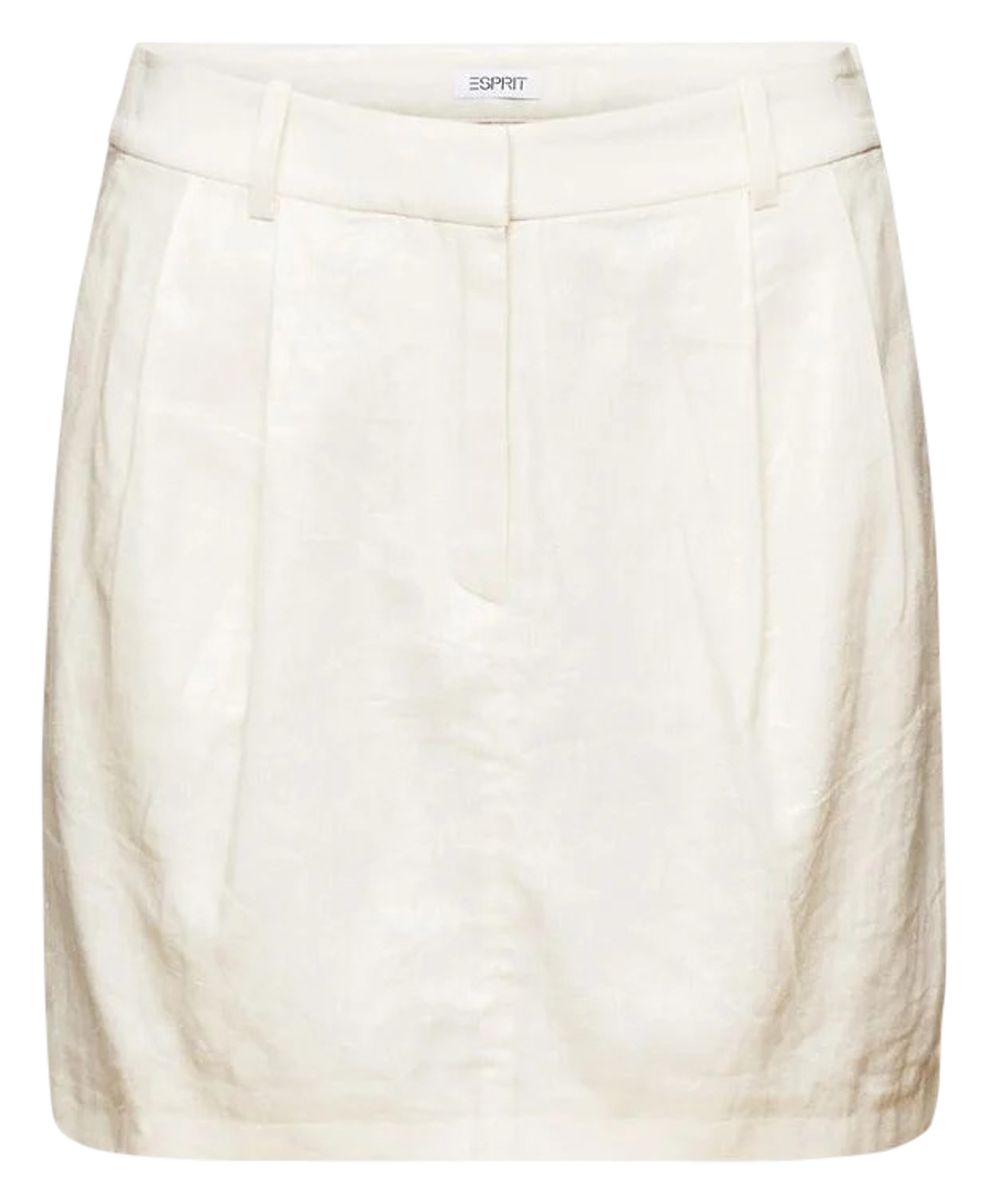 High-waisted short skirt in blended linen Beige