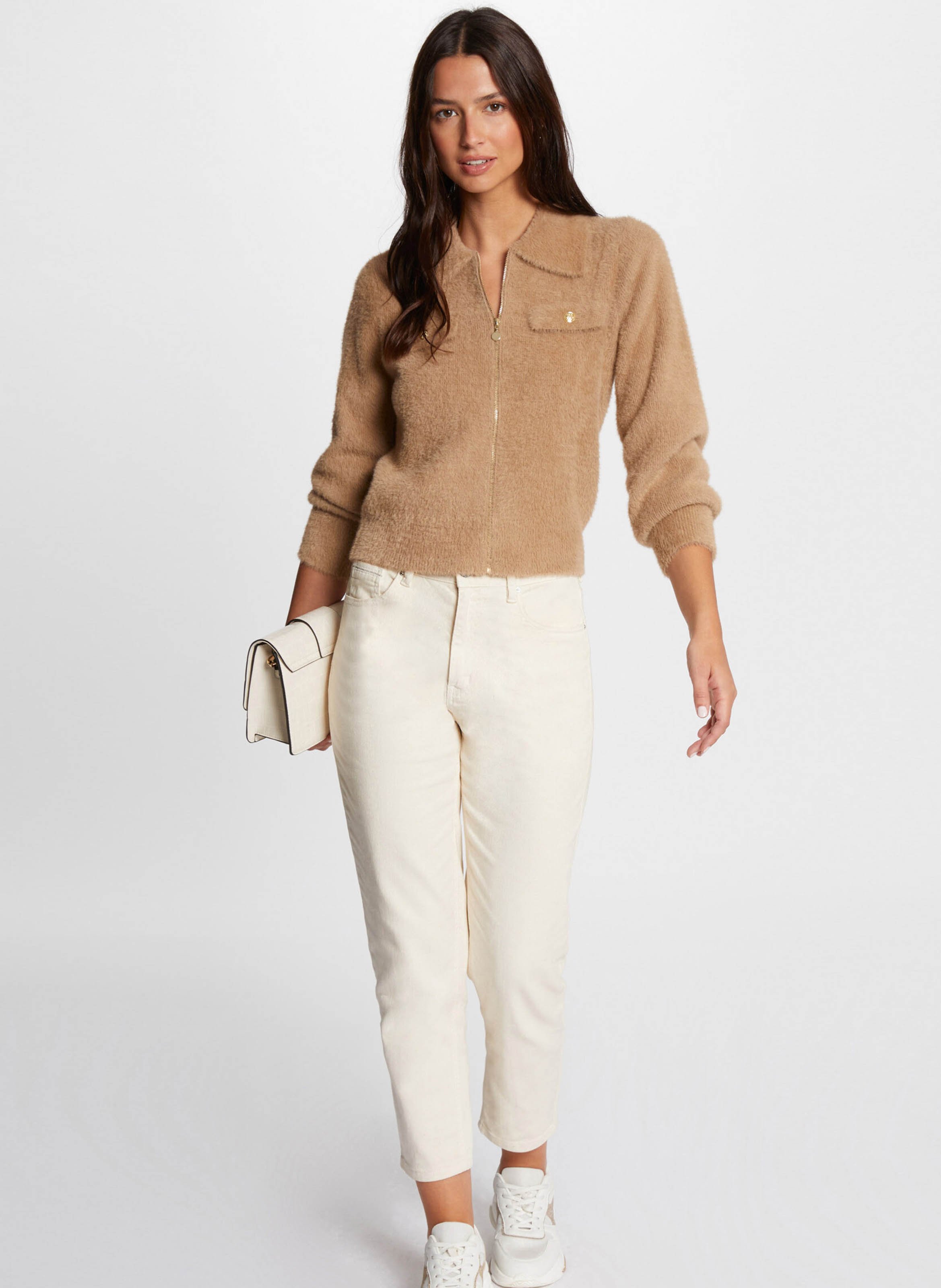 Gilet droit en fourrure synthétique MORGAN Marron
