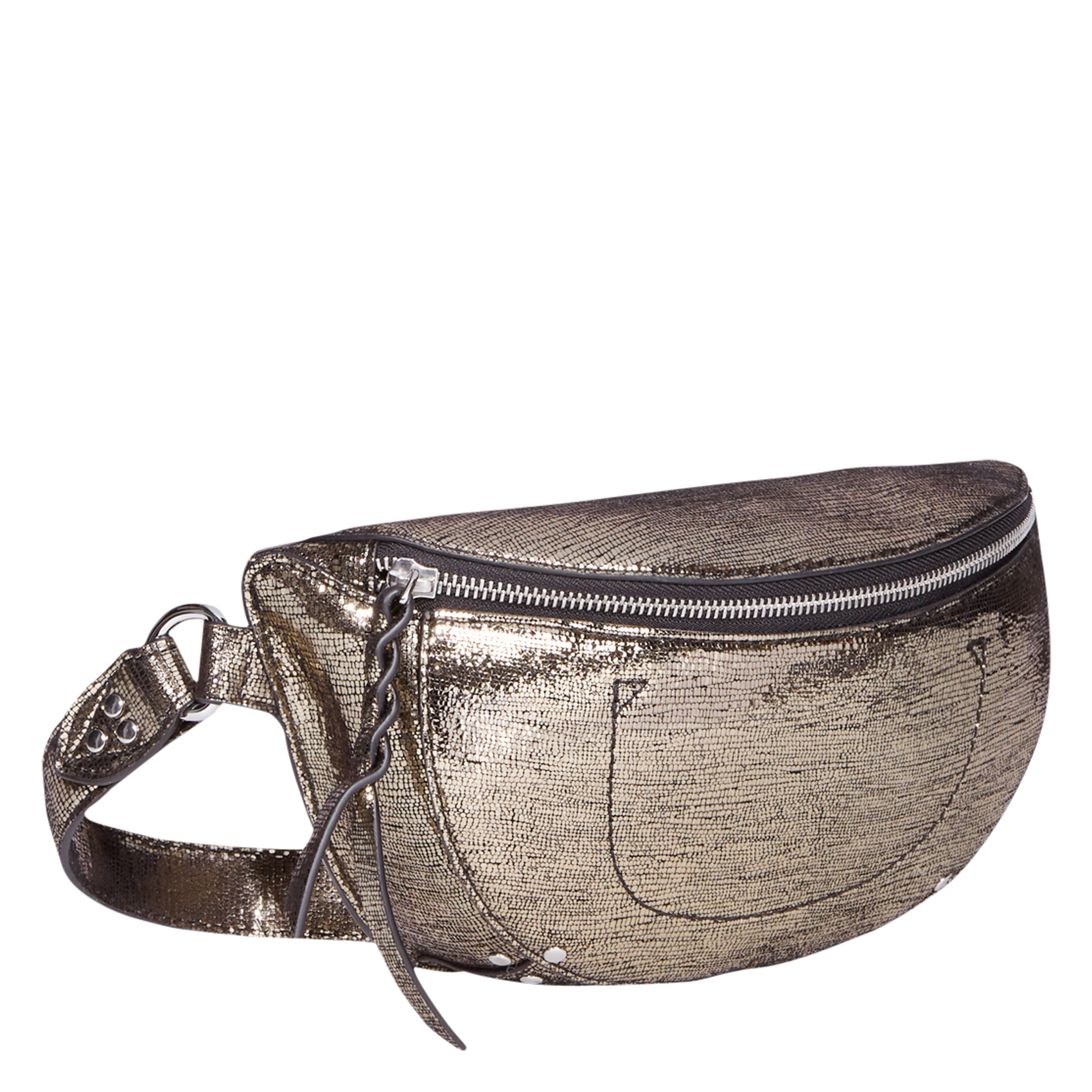 Metallic leather waist bag JEROME DREYFUSS Silver