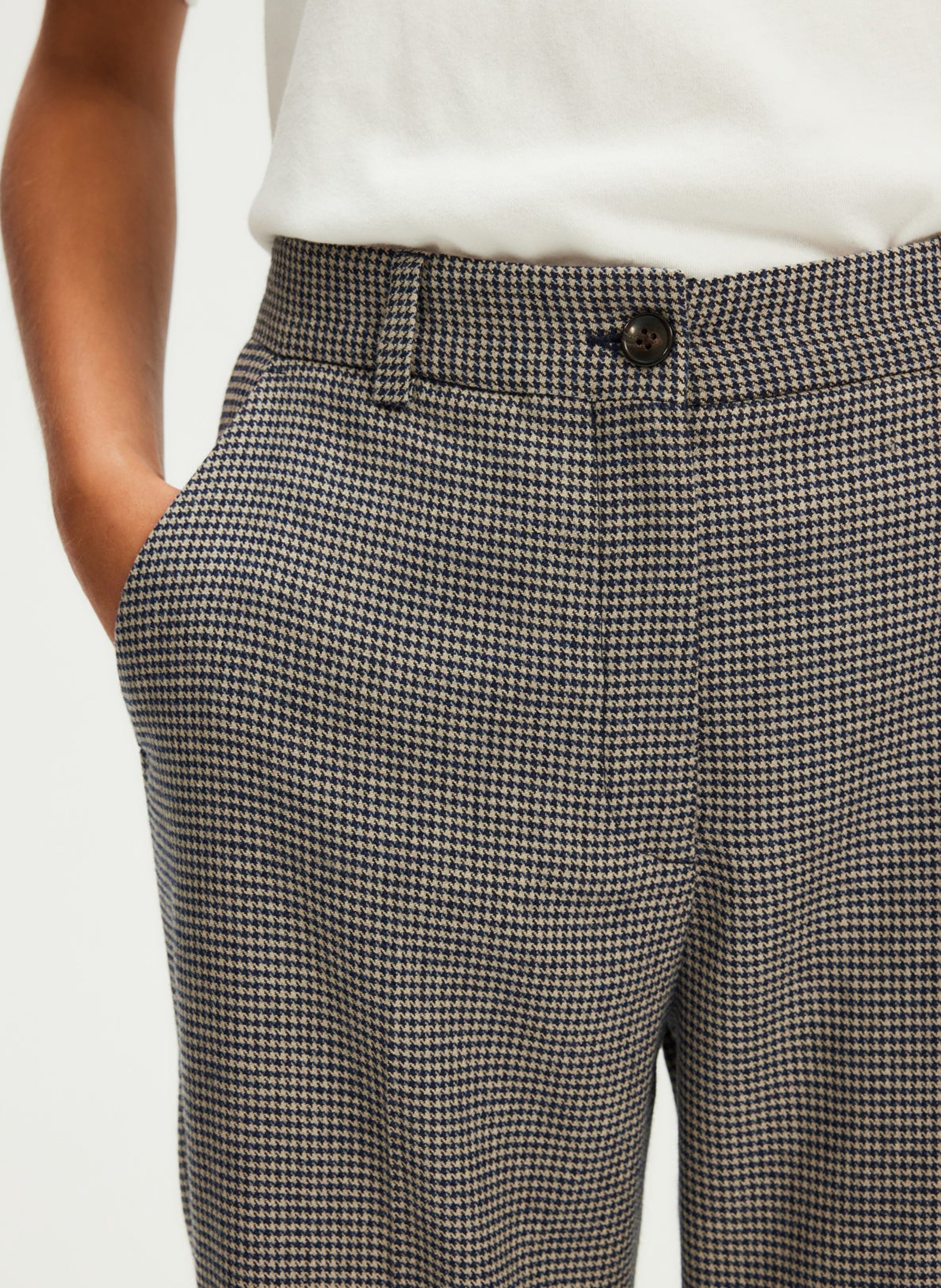 Houndstooth print straight pants PABLO Beige