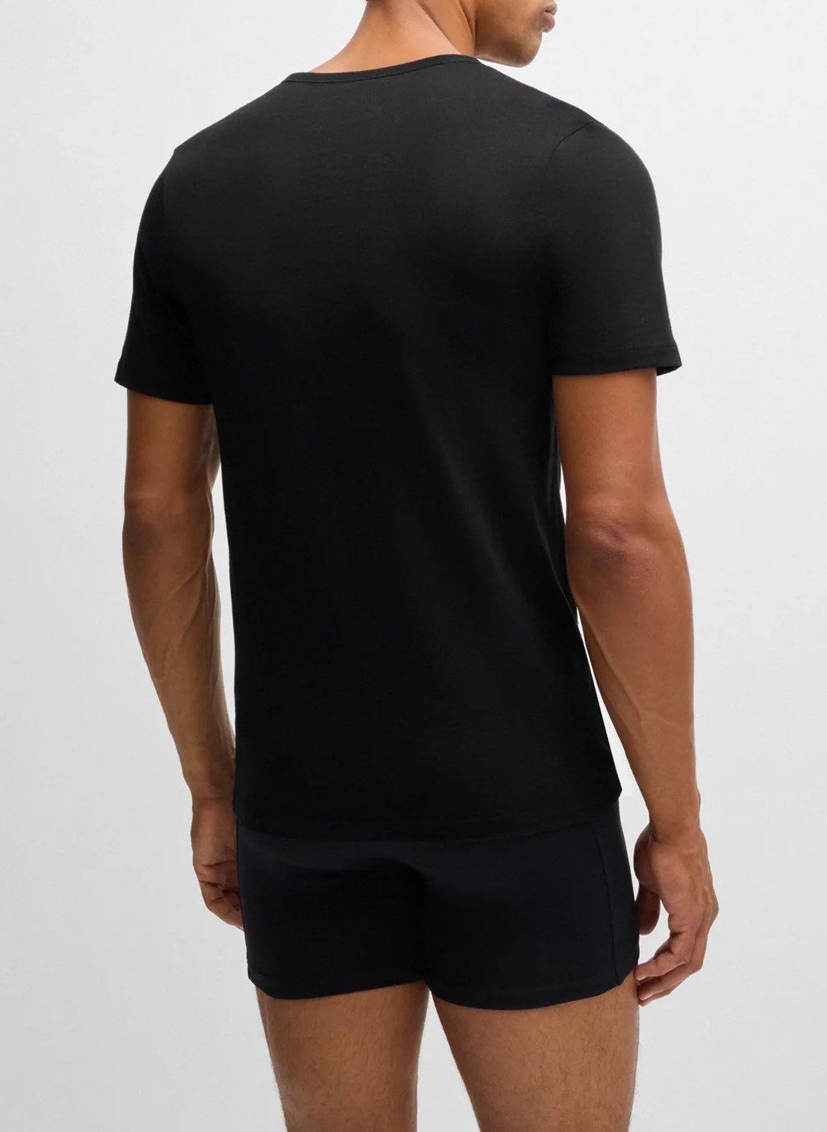Pack of 3 cotton embroidered V-neck T-shirts BOSS Black