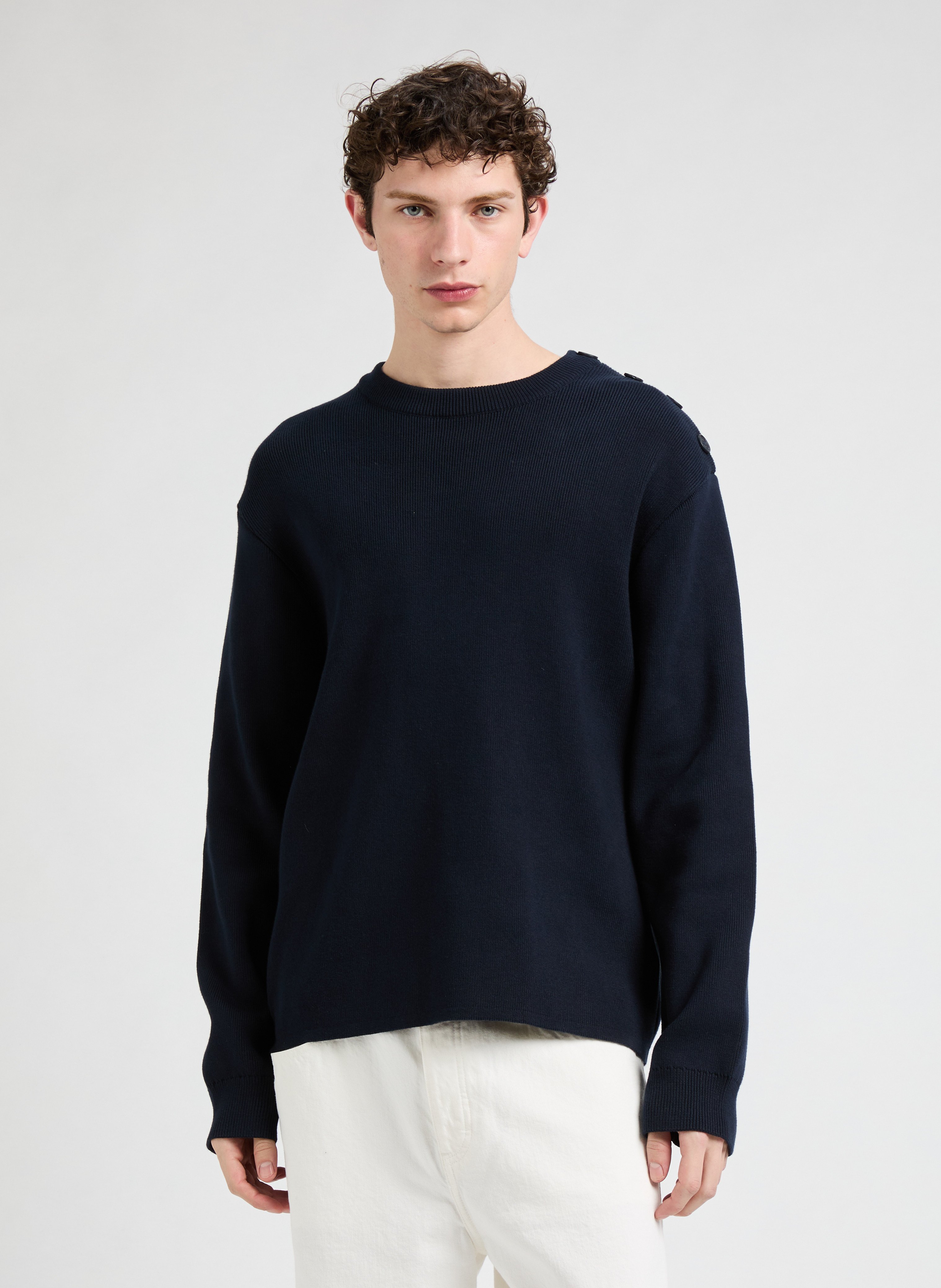 Pull col rond en coton  SAISON 1865 Bleu