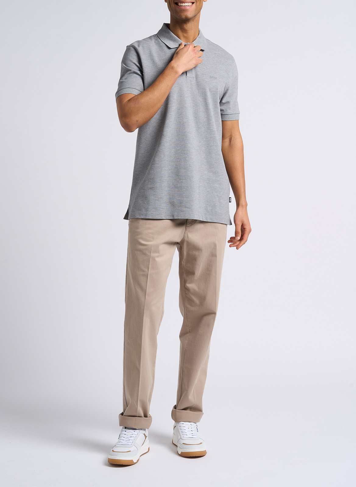 Regular-fit organic cotton polo shirt BOSS Silver