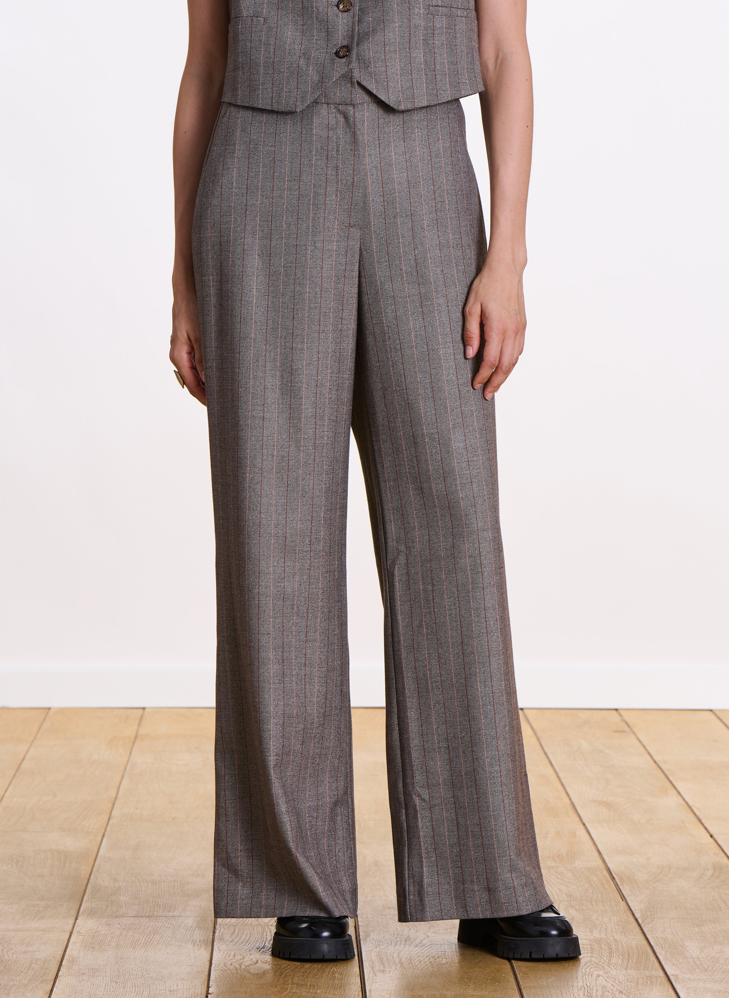 Rechte broek met strepen  LA FEE MARABOUTEE Beige