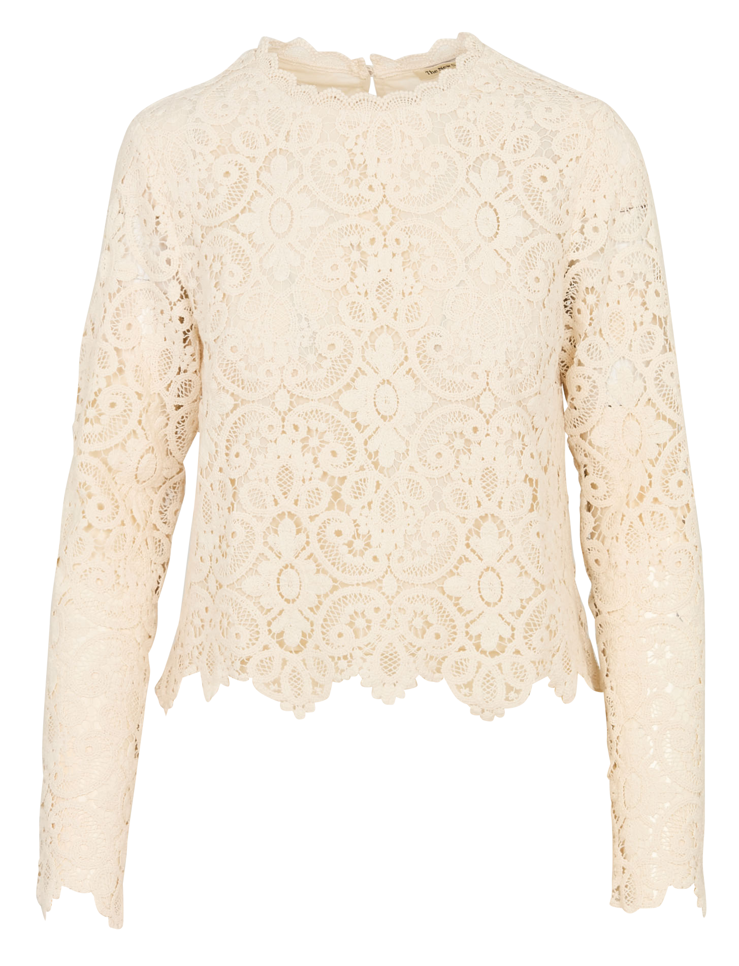 Langarmshirt mit Bio-Baumwollspitze THE NEW SOCIETY Weiss