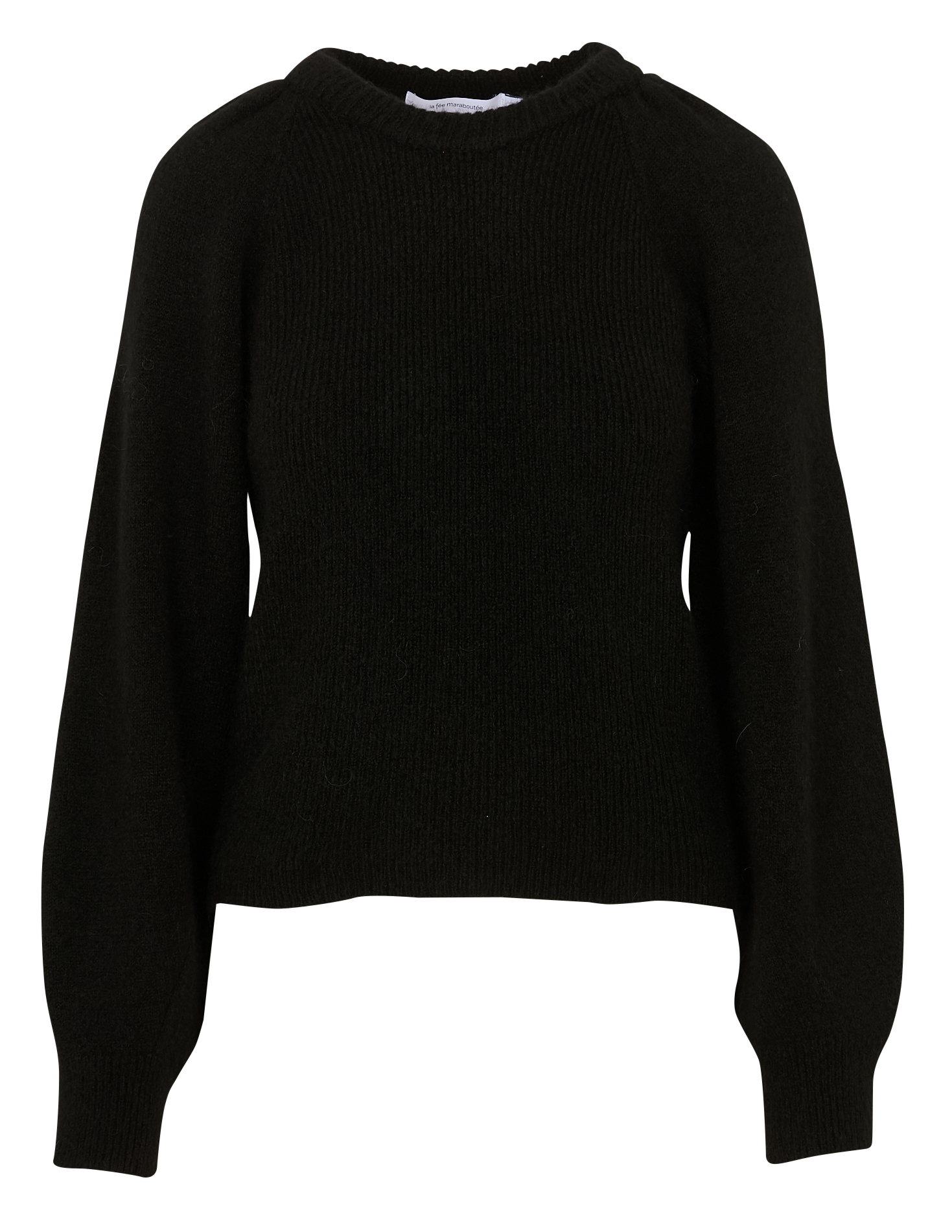 Pull court col rond en maille LA FEE MARABOUTEE Noir