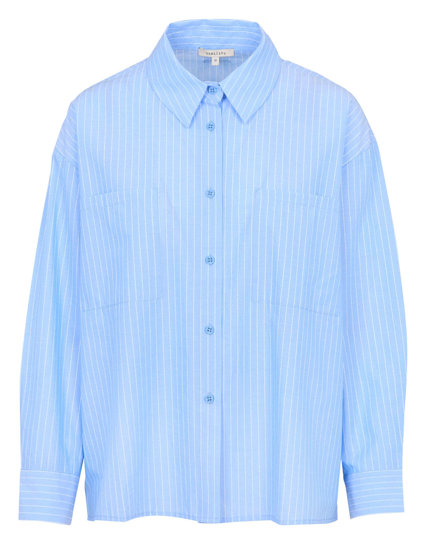 Chemise ample col classique rayée en coton mélangée HUMILITY Bleu