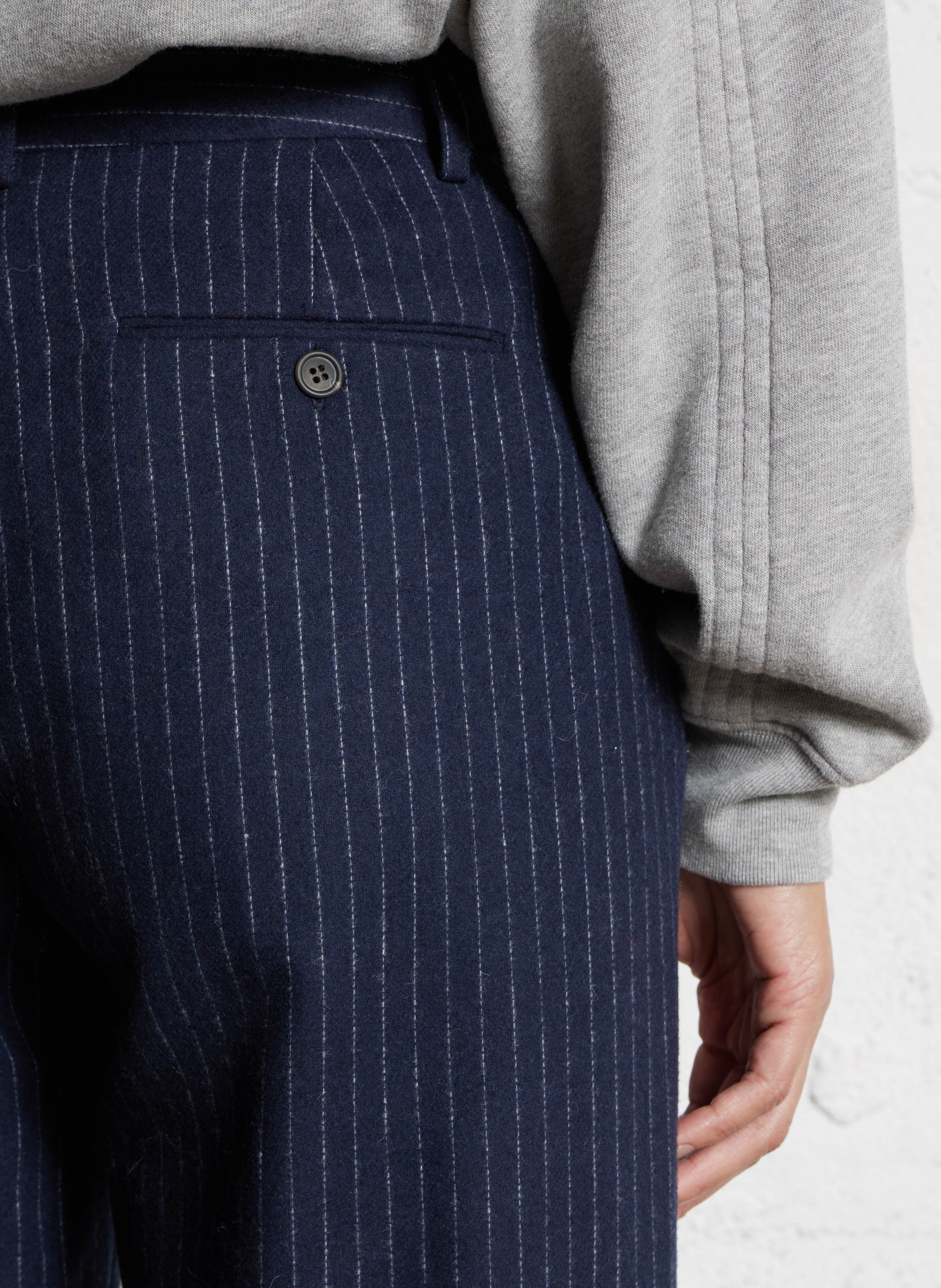 Pantalon droit en laine et coton mélangé rayé HARTFORD Multicolore