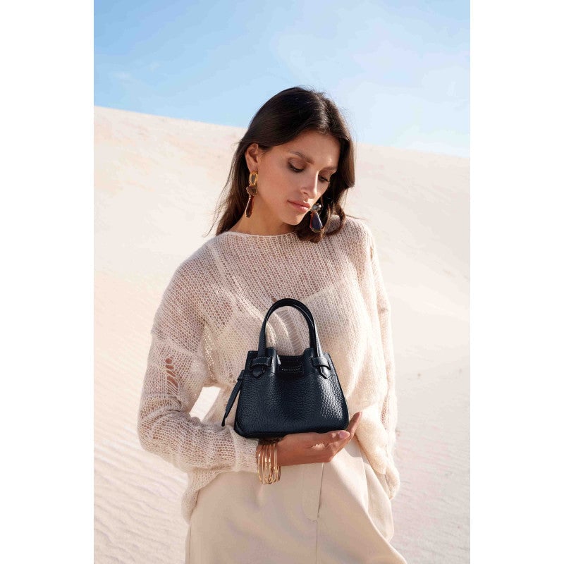 Handbag - cowhide leather POURCHET Blue