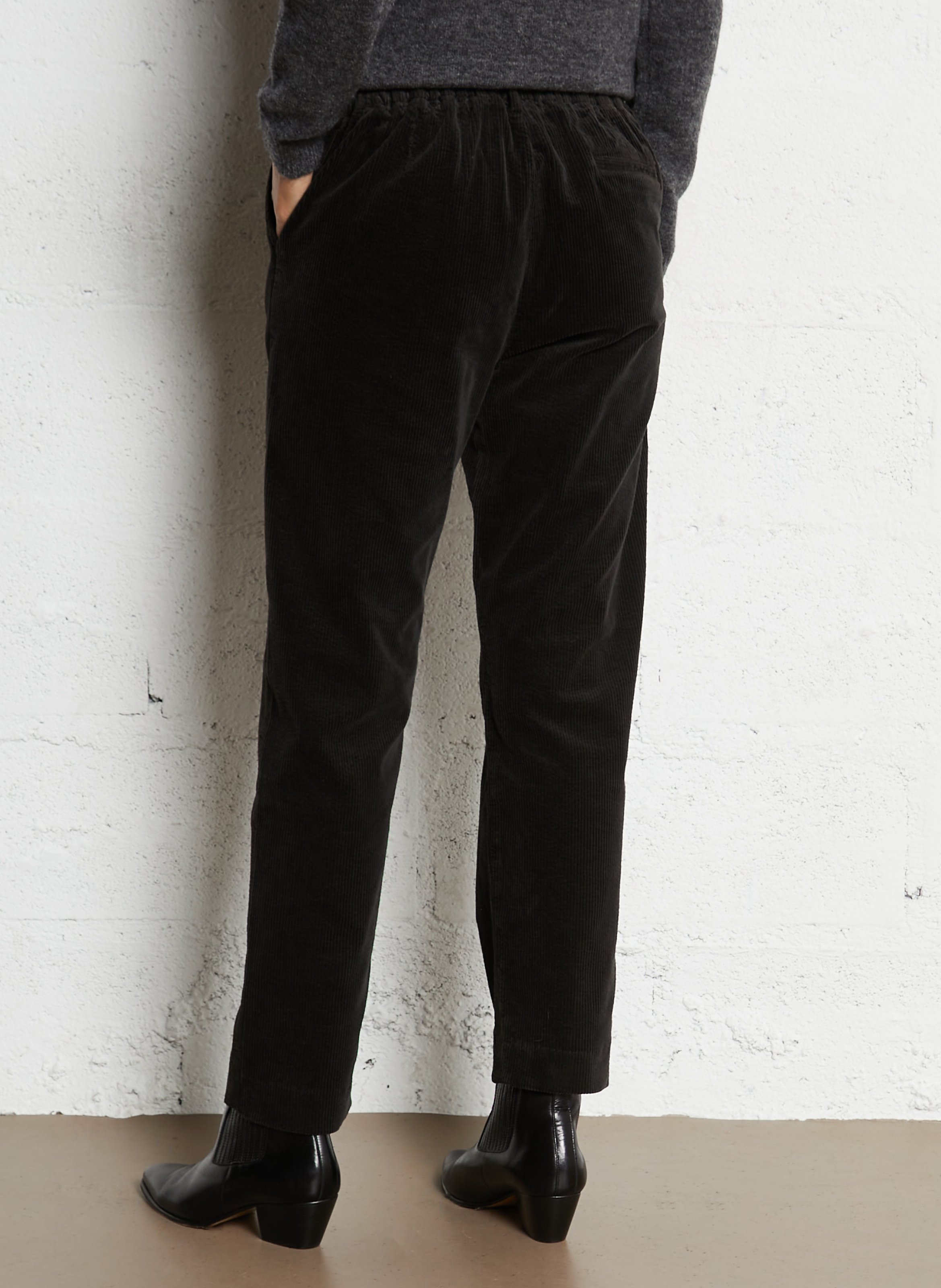 Pantalon droit en velours côtelé HOD PARIS Noir