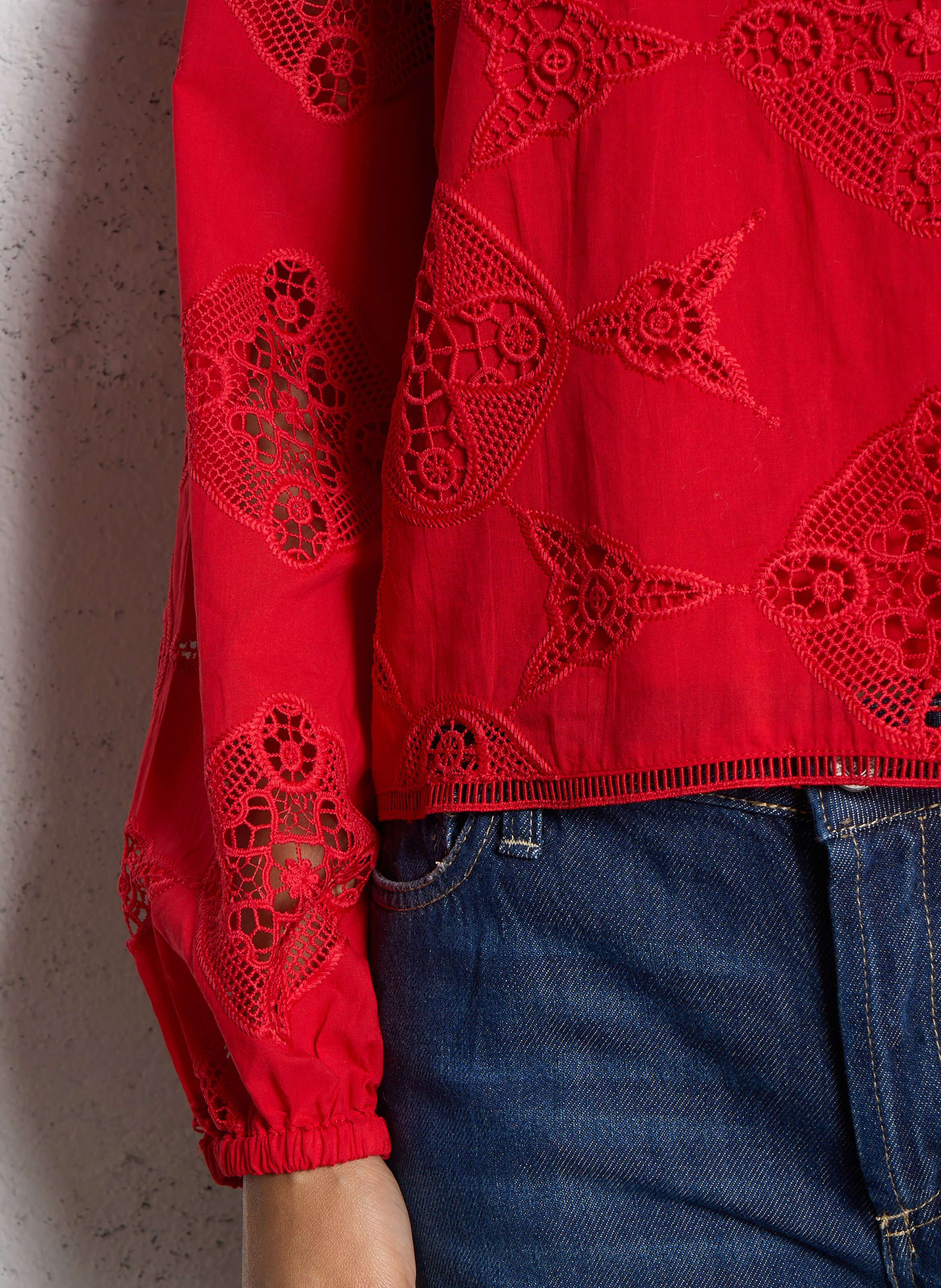 Straight cotton-blend blouse MAISON 123 Red