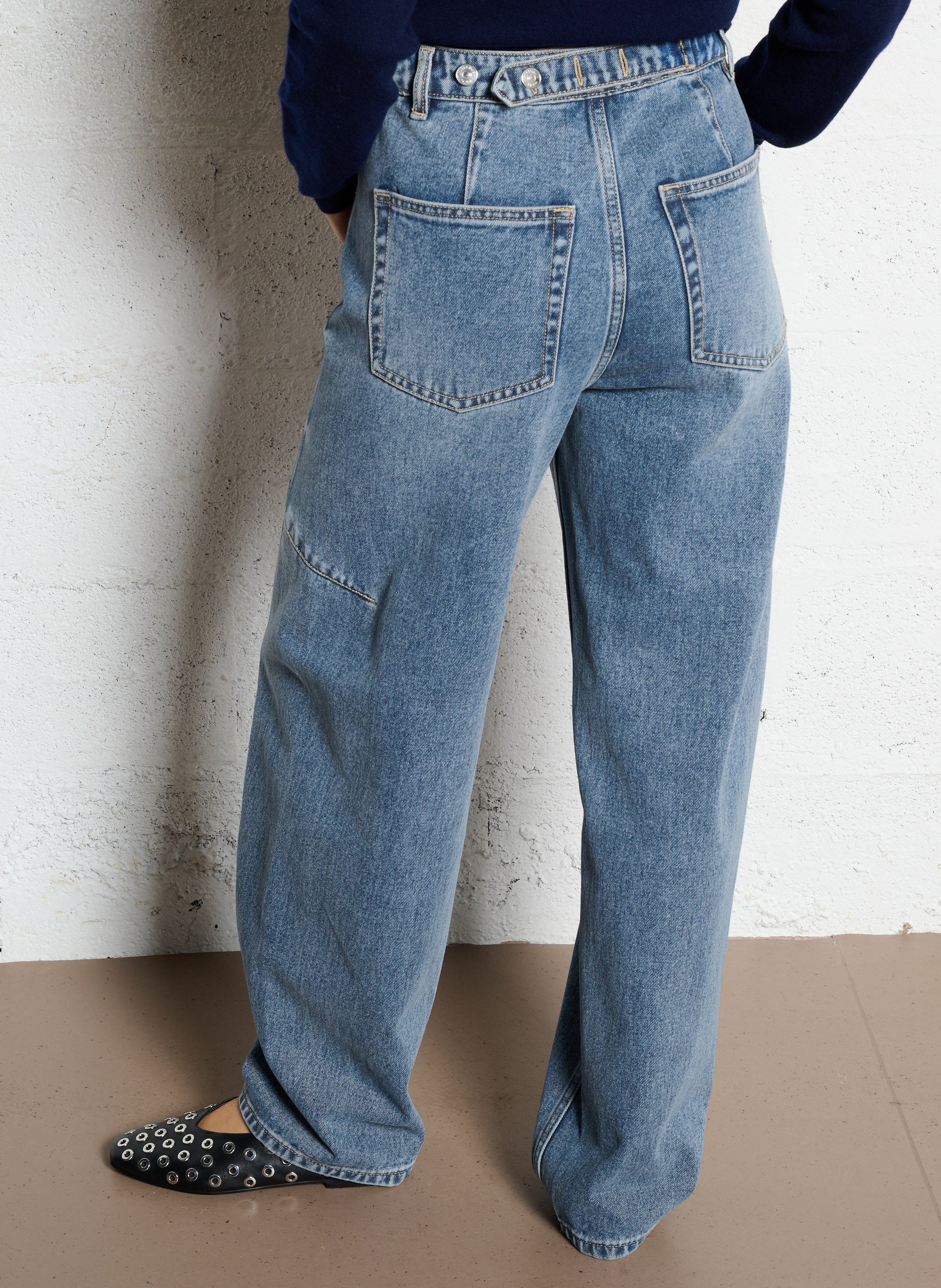 Jean droit large en coton mélangé BERENICE Bleu