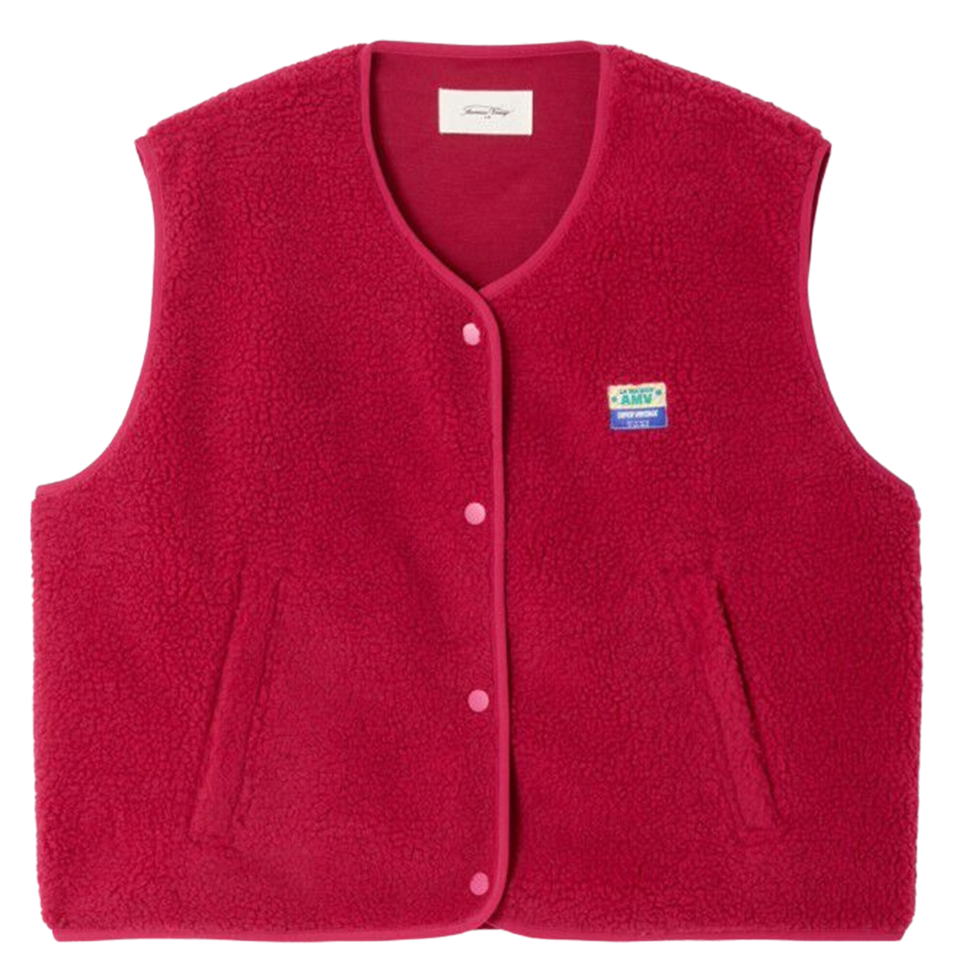 Gilet col rond molletonné sans manches HOKTOWN Magenta chine