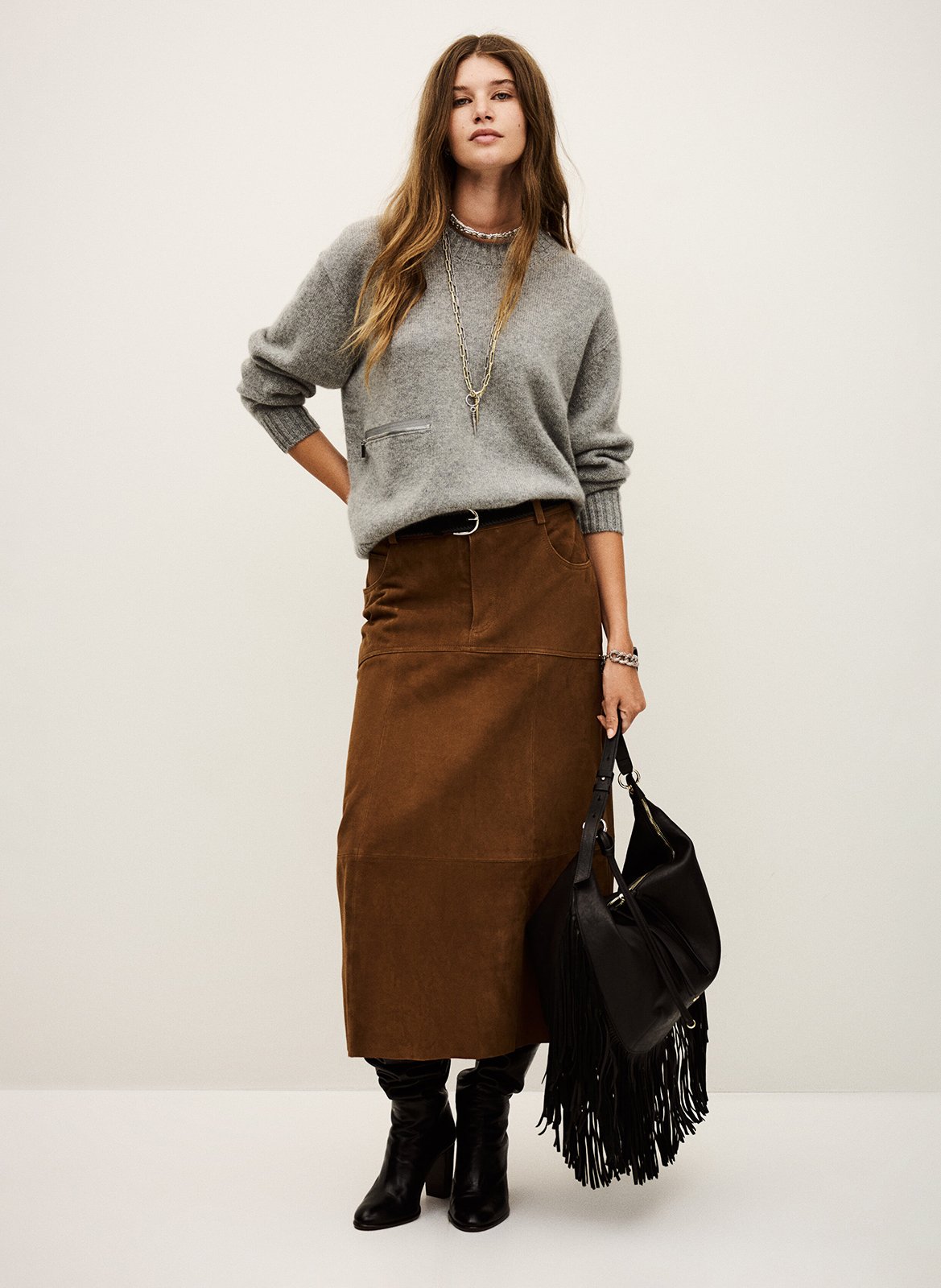 Pull oversize col rond en cachemire BA&SH Noir