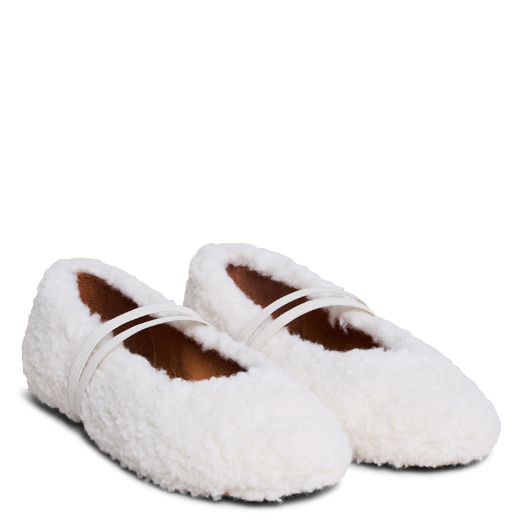 Fur-effect ballet flats JONAK White