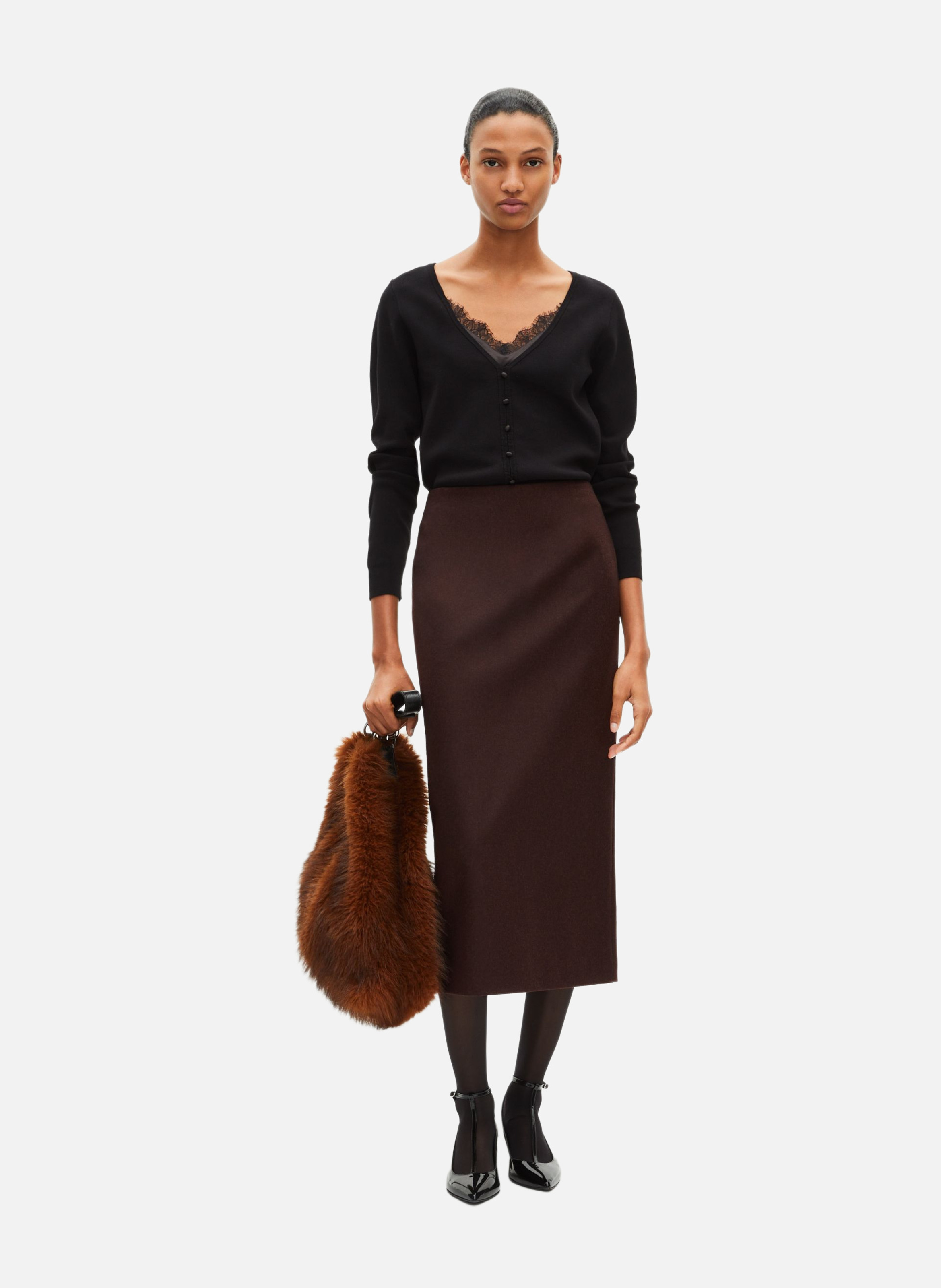 Pencil skirt THE KOOPLES Brown
