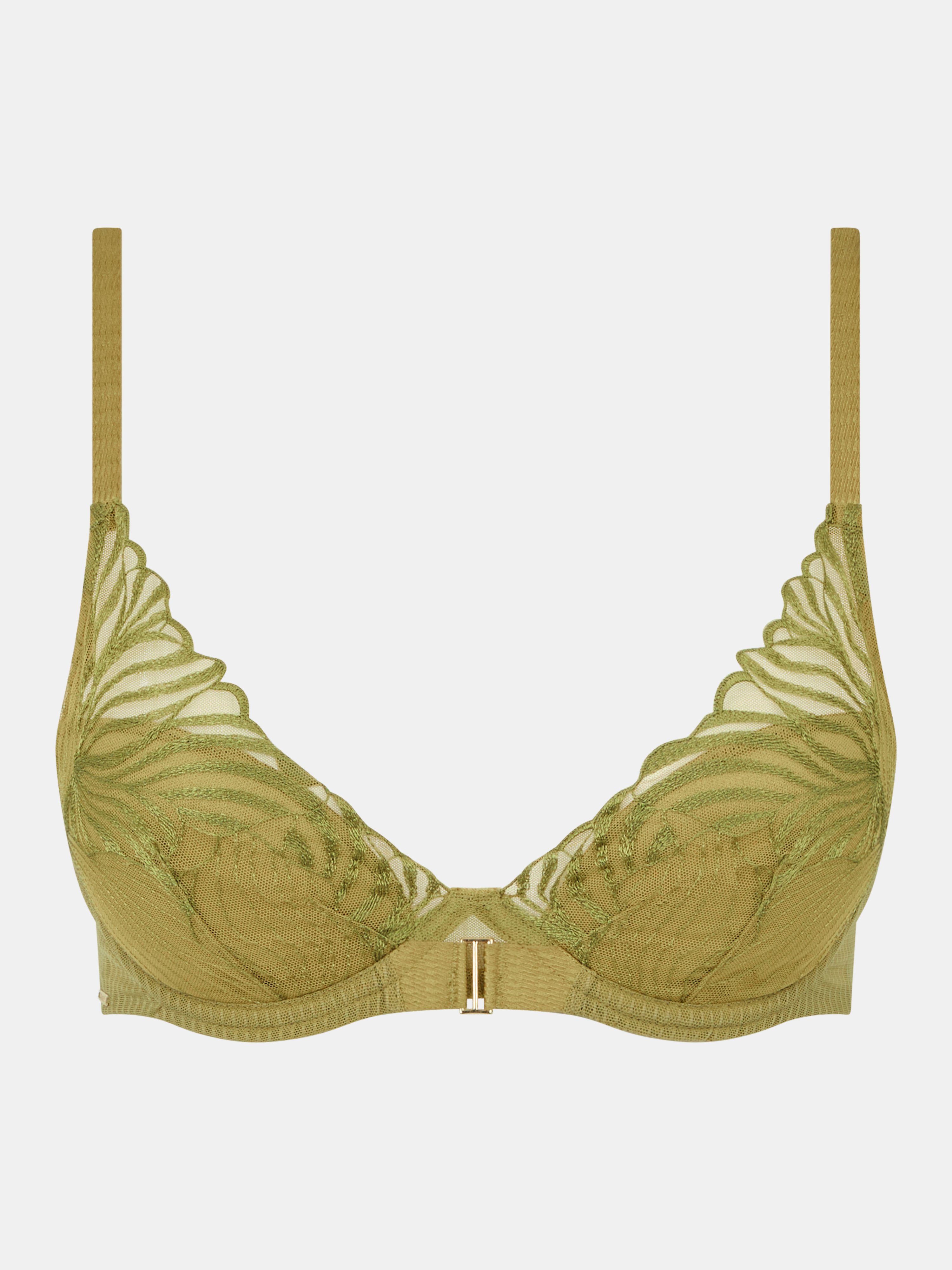 Plunging padded bra with embroidery CHANTELLE Green