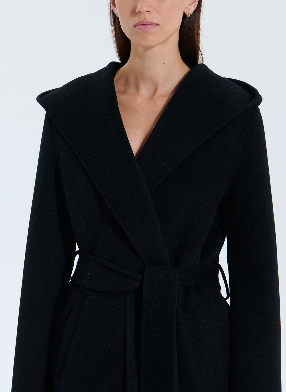 Long wool-blend coat with hood ZAPA Black