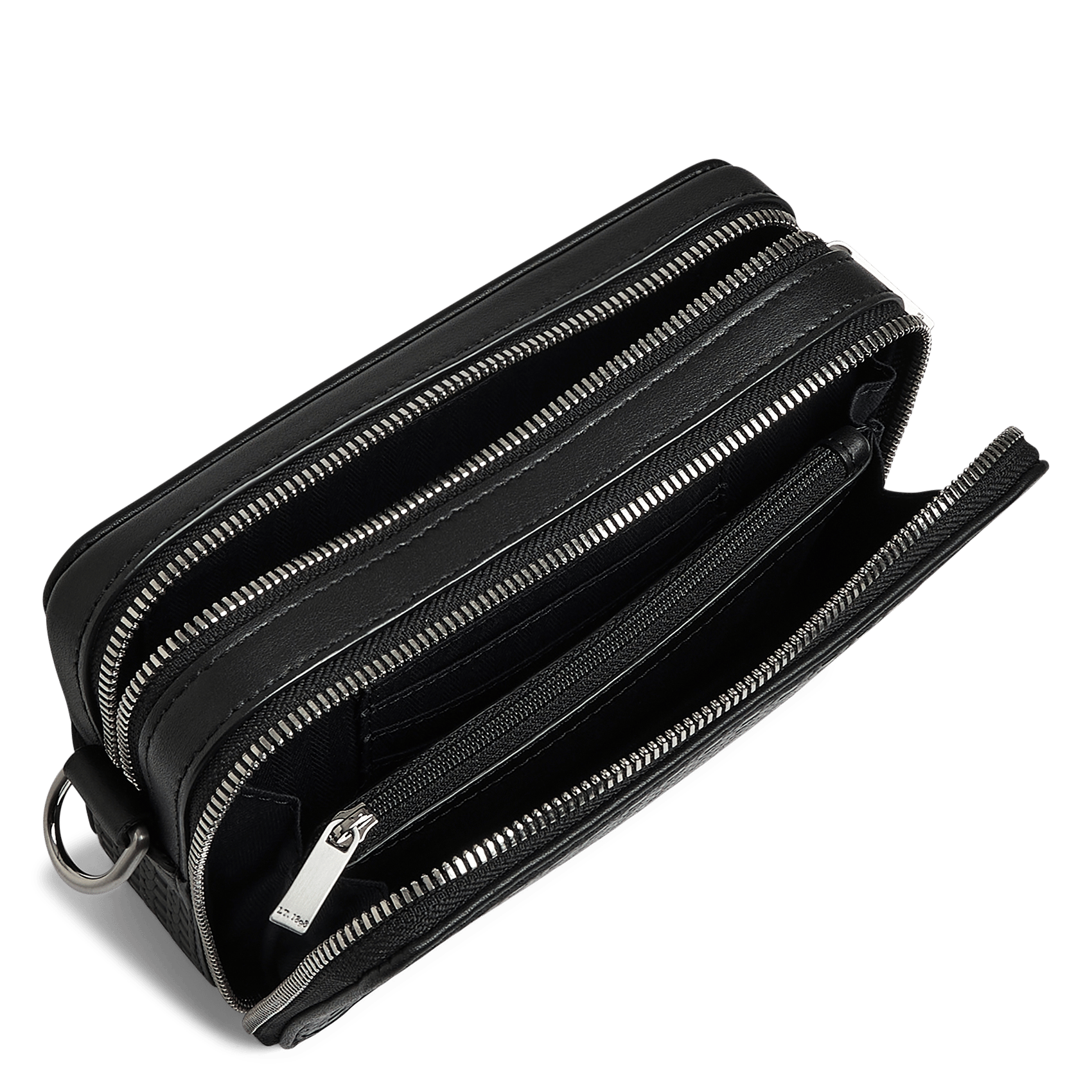 Zippered leather texture pouch LE TANNEUR Black