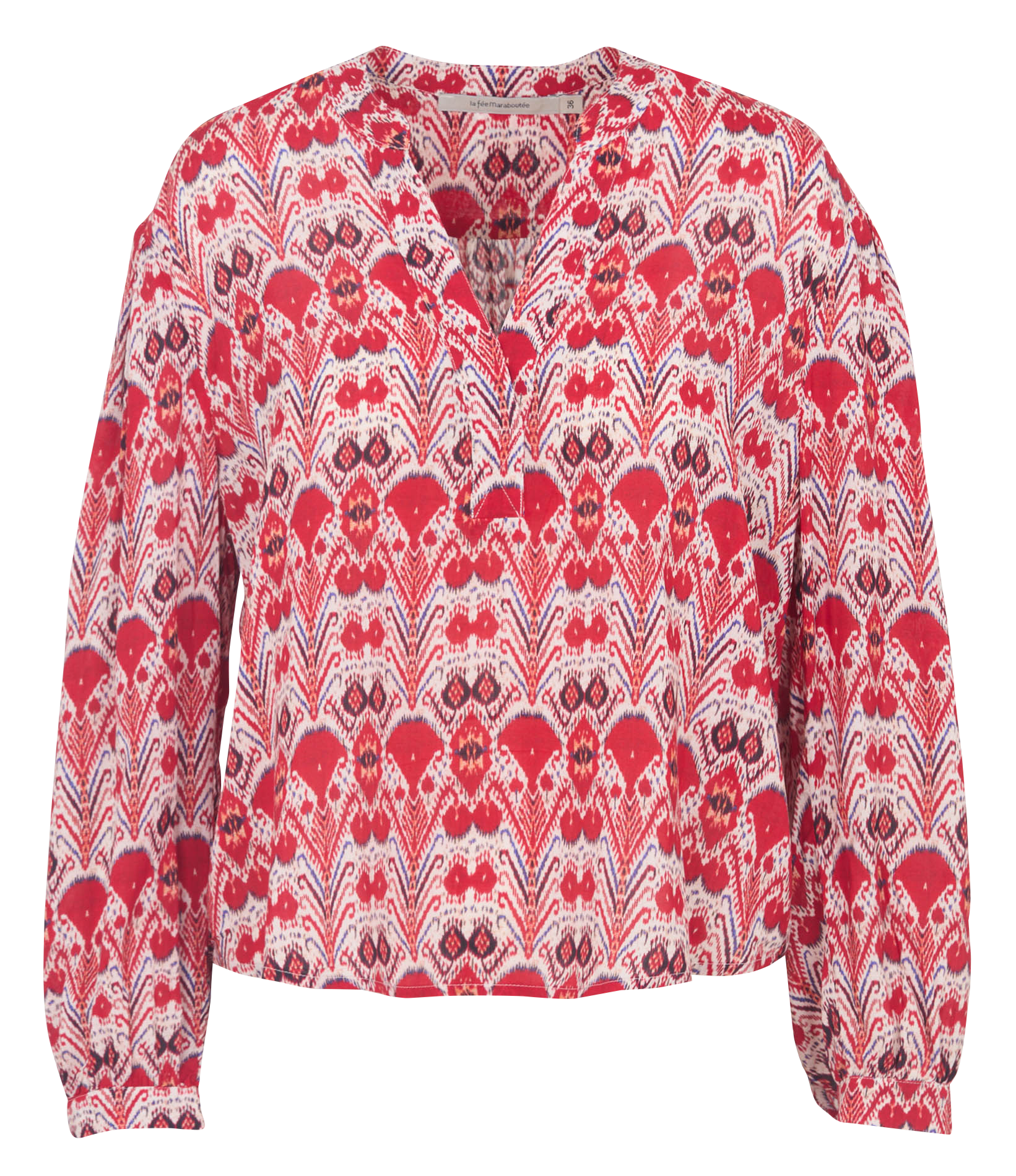 Top imprimé col tunisien  LA FEE MARABOUTEE Rouge