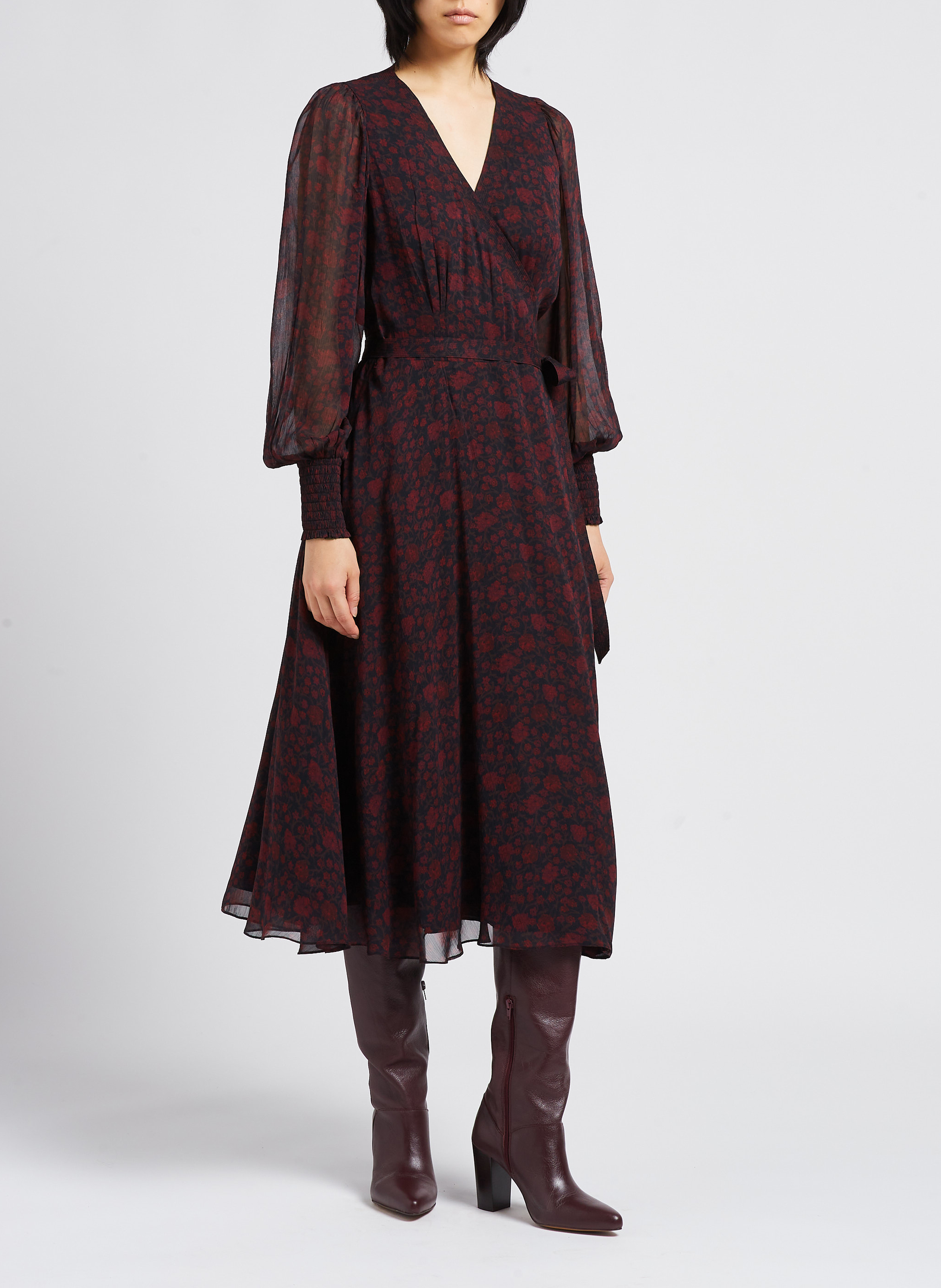 Midi-Wickelkleid mit Blumenprint POLO RALPH LAUREN Schwarz