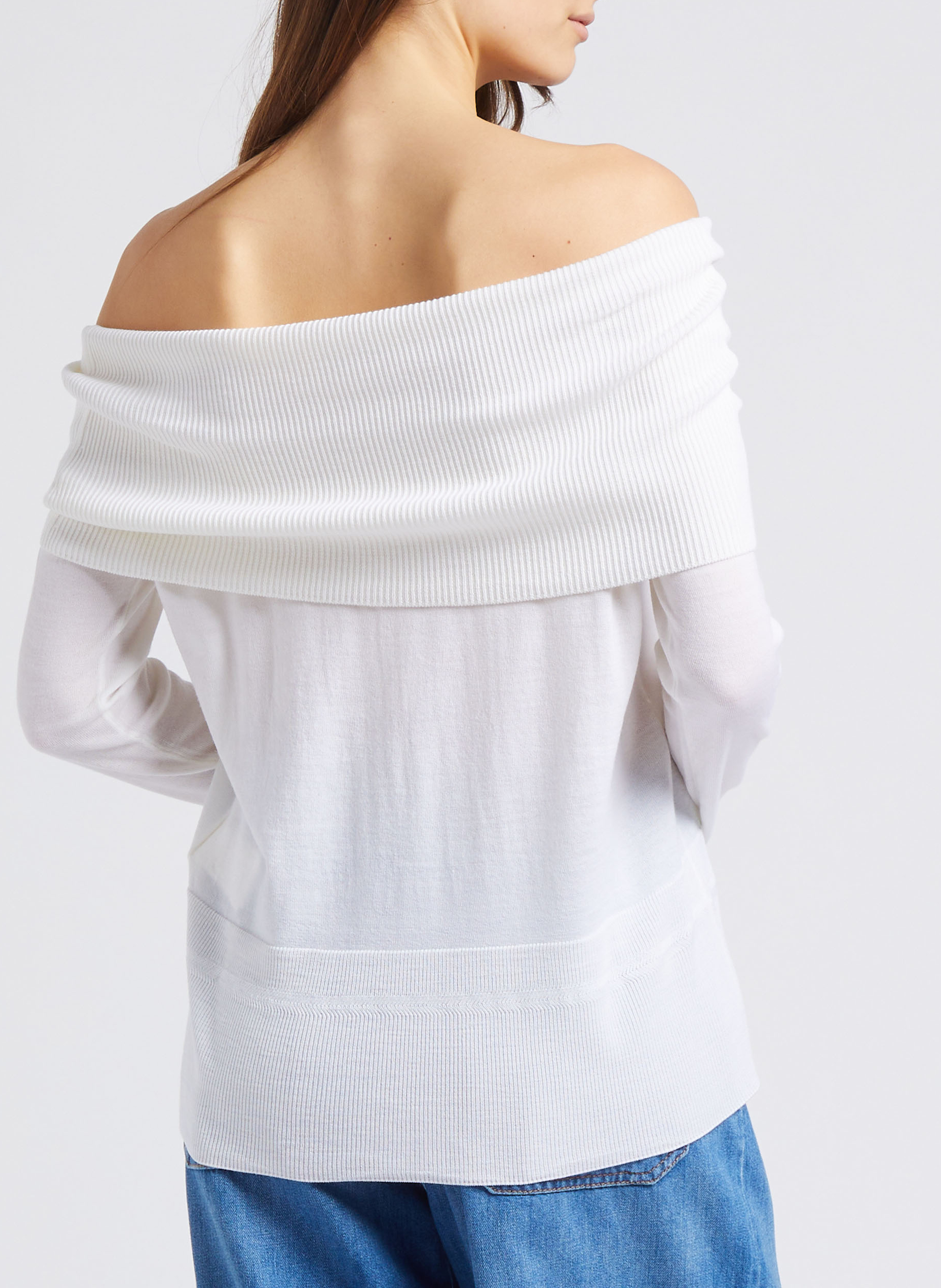 Pull droit épaules dénudées en laine MAX MARA LEISURE Blanc