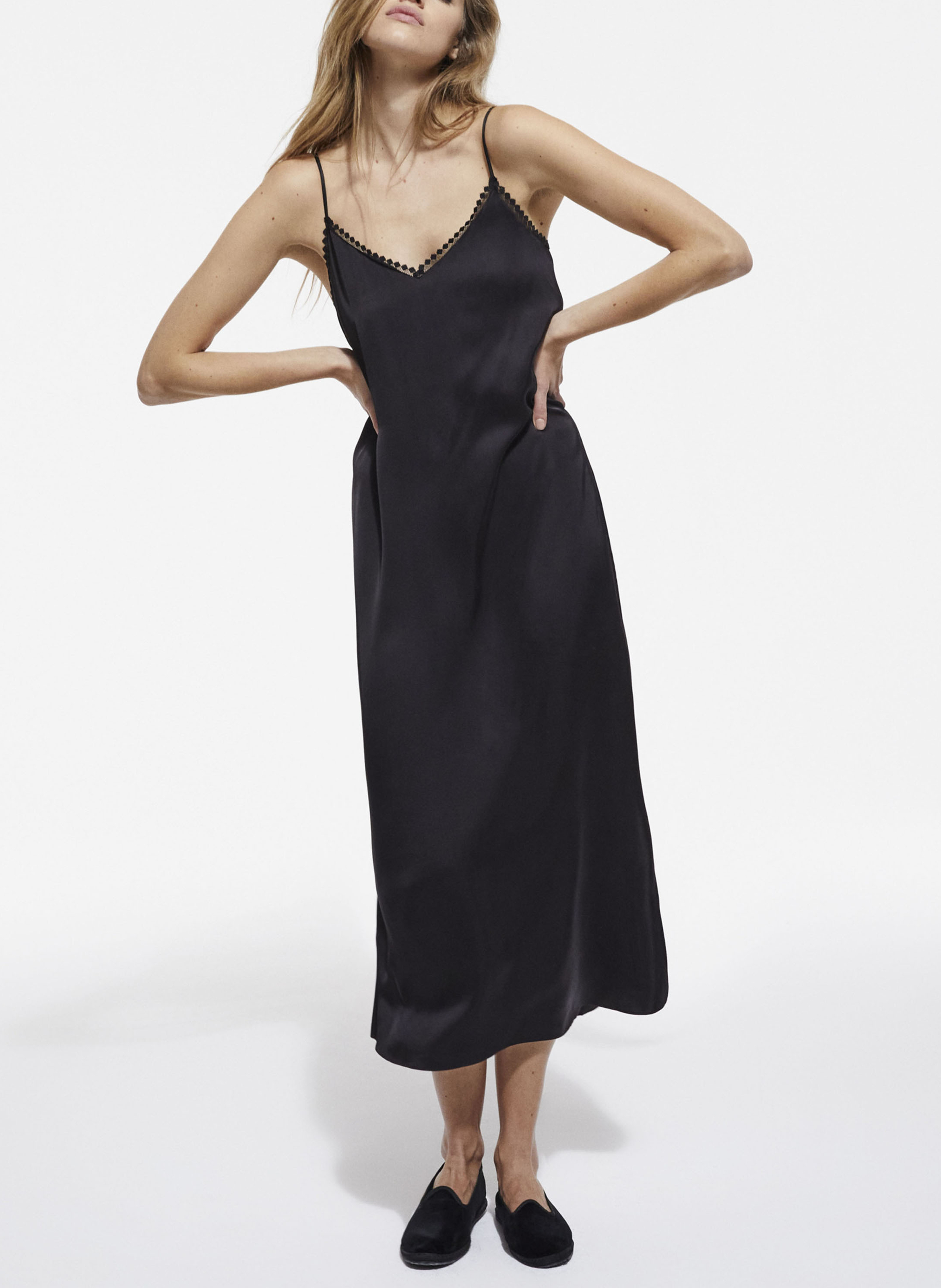 Robe longue col V en dentelle  THE KOOPLES Noir