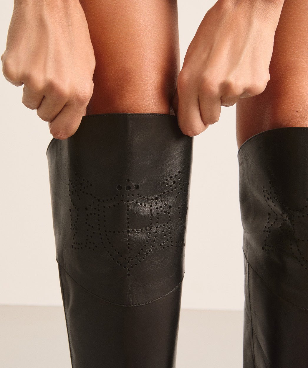 Tall black leather boots. PEDRO MIRALLES Black