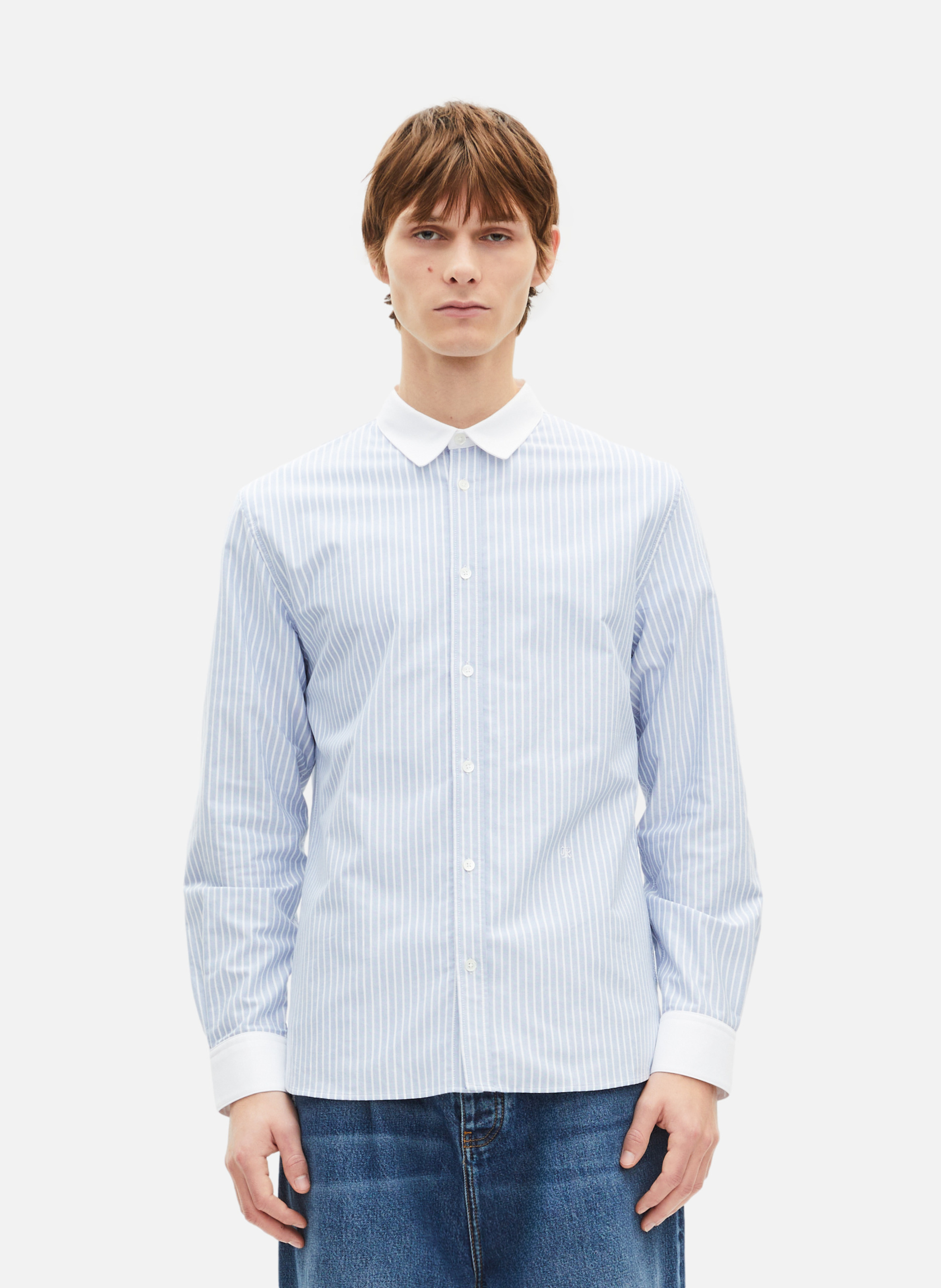Shirt with contrast striped collar THE KOOPLES Blue