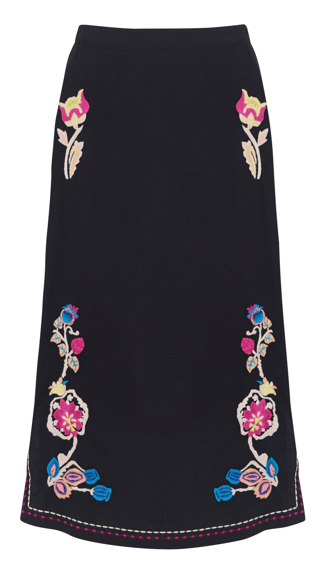 Halflange rok van biokatoen met borduursel LOUISE MISHA Zwart