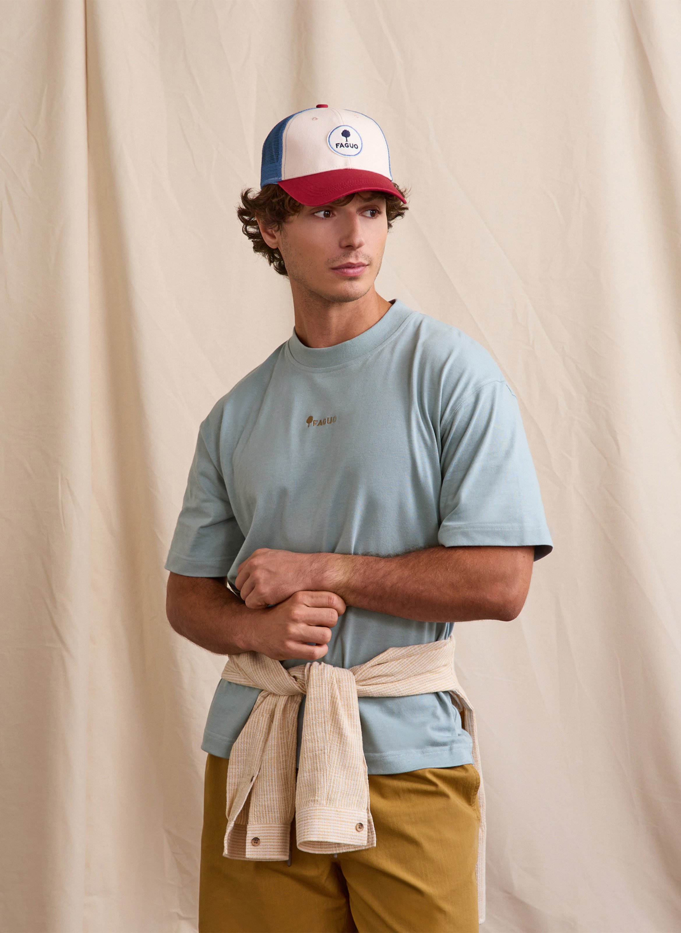 Tee-shirt oversize col rond en coton mélangé FAGUO Gris