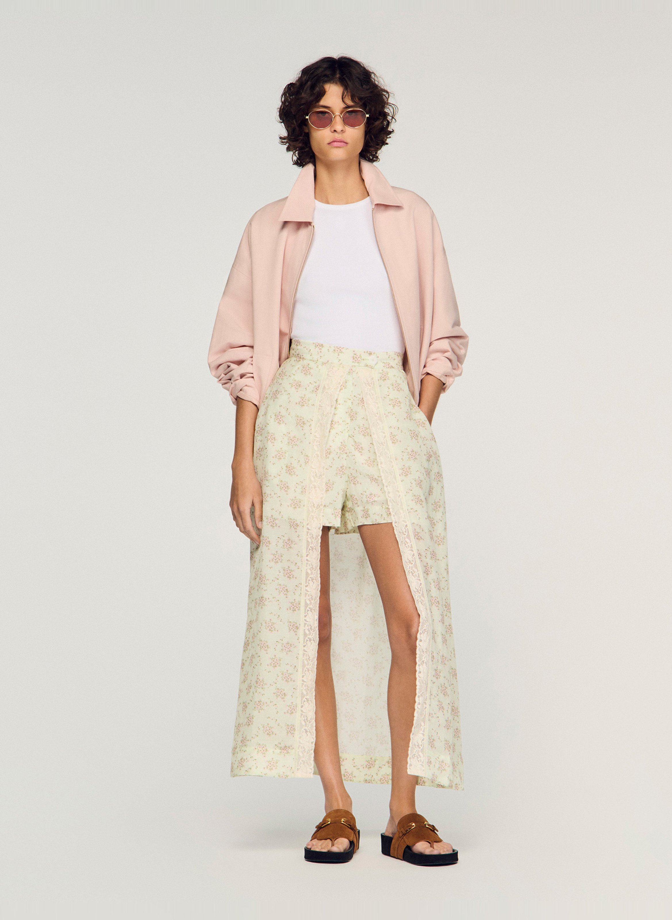 Rechte rok met print SANDRO Roze