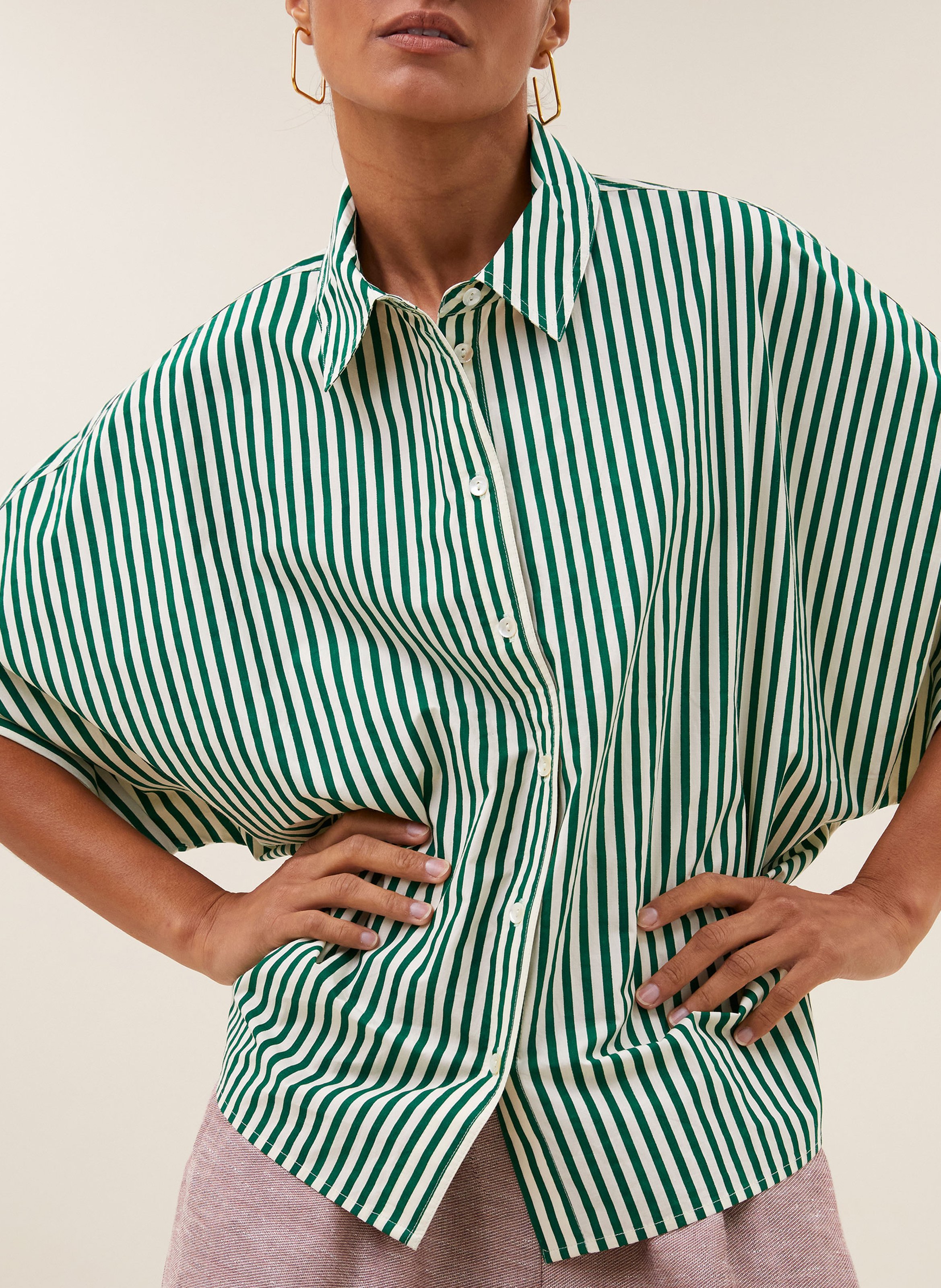 Chemise col classique en coton bio BY BAR Vert