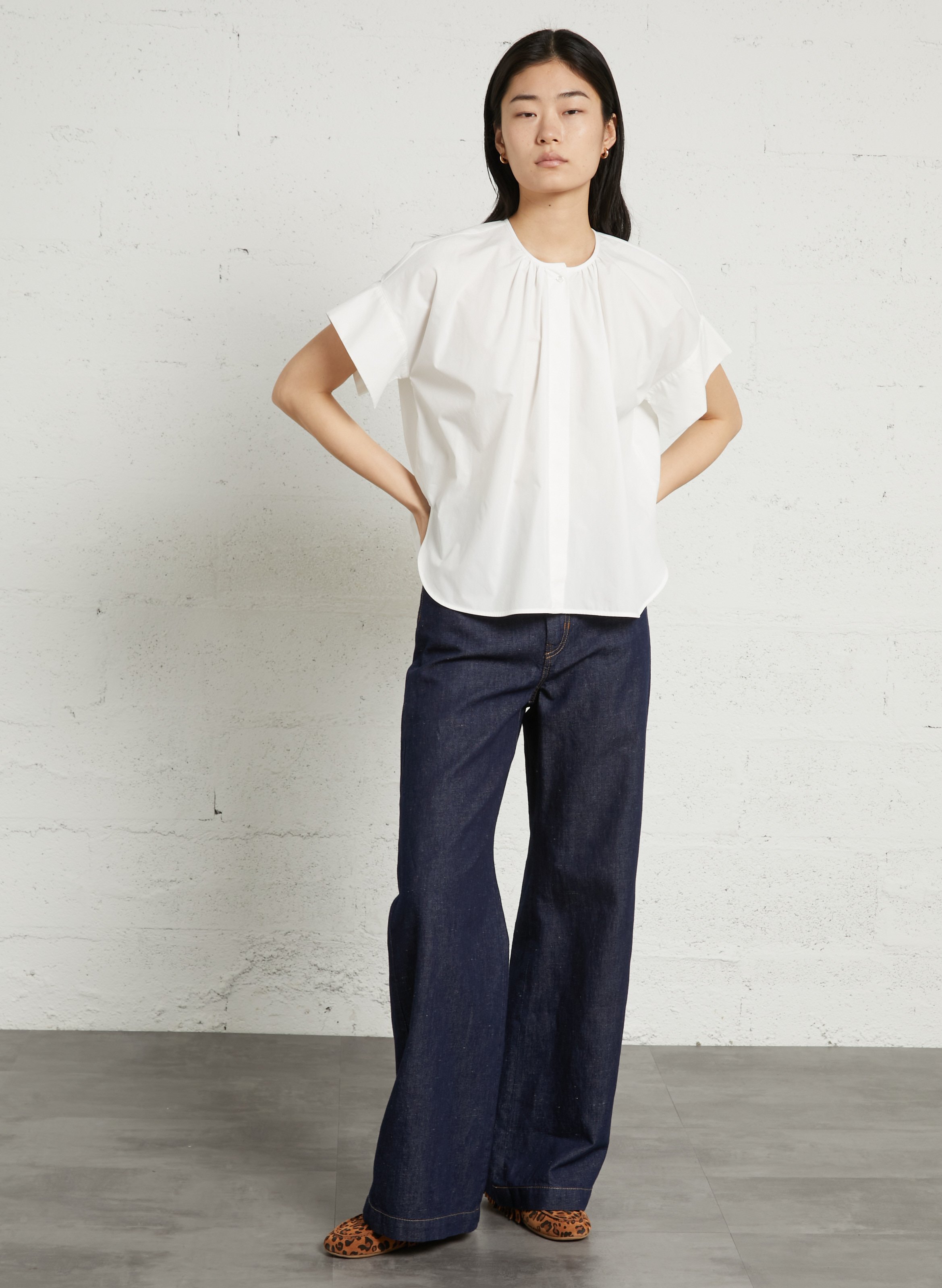 Oversized T-shirt met ronde hals van katoen MAX MARA WEEK END Wit