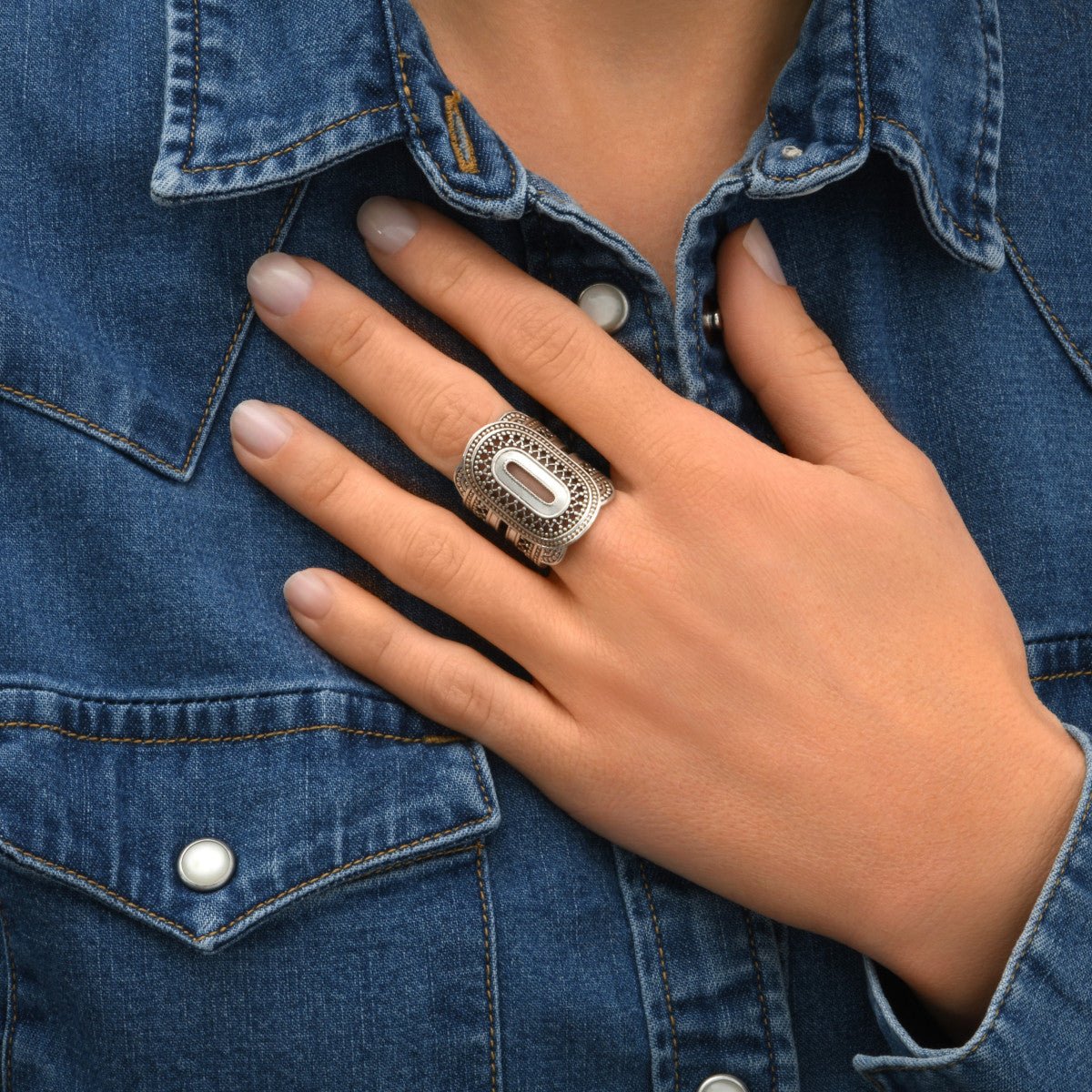 Adjustable medium ring in gold-plated finish SATELLITE PARIS Silver