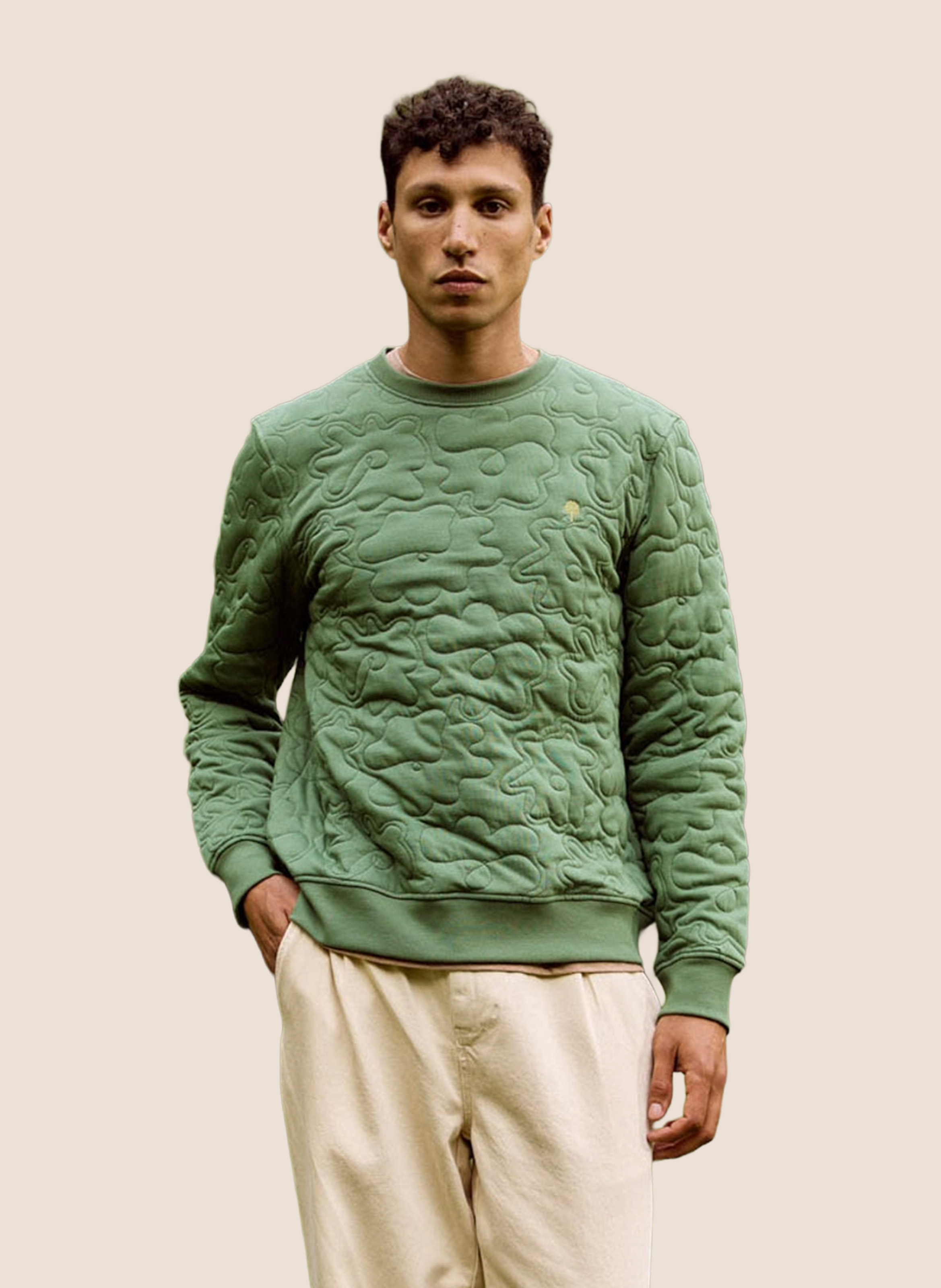 Straight-cut cotton-blend sweater with round neck FAGUO Blue