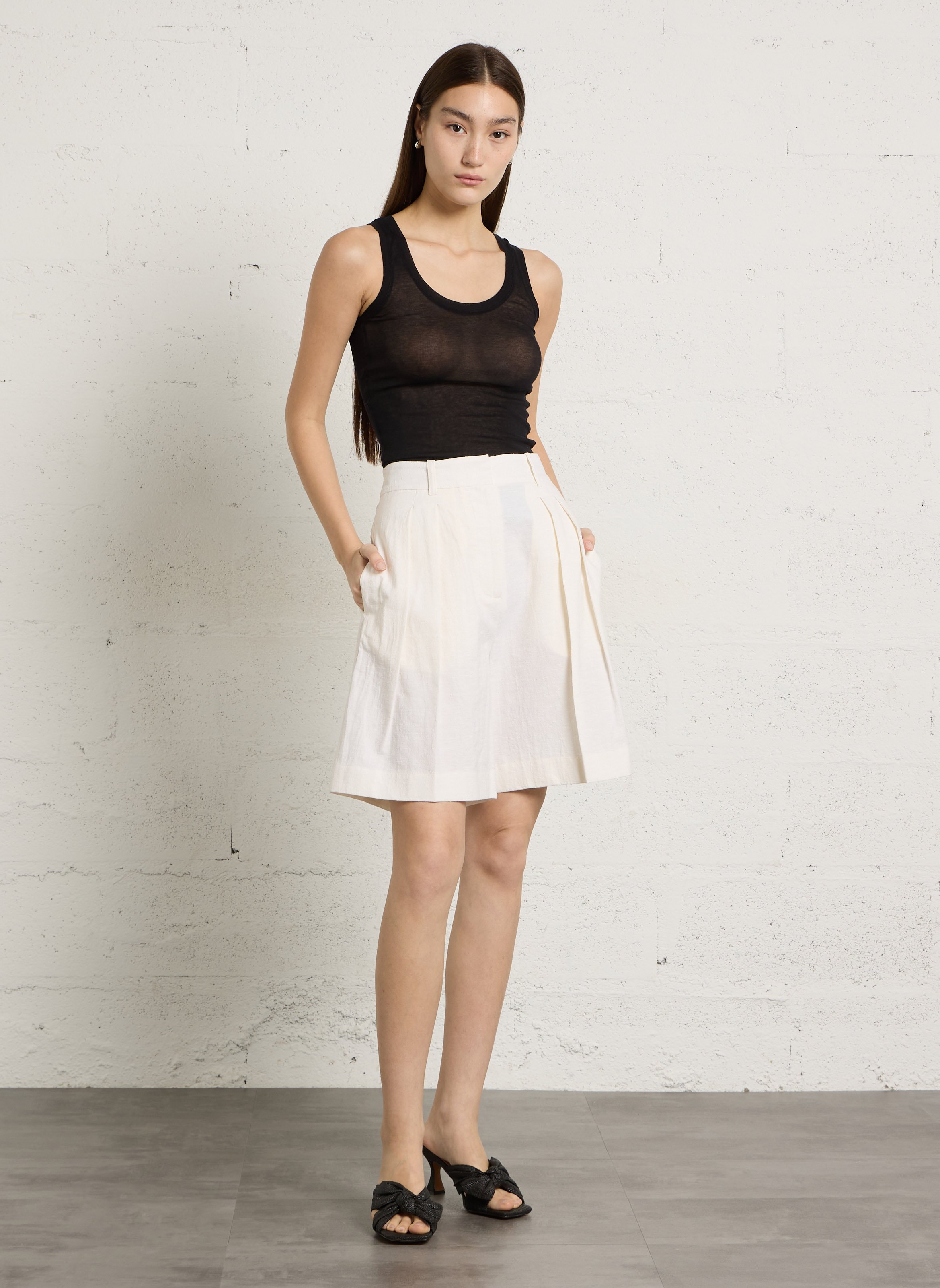 Débardeur à col rond en coton AMERICAN VINTAGE Noir