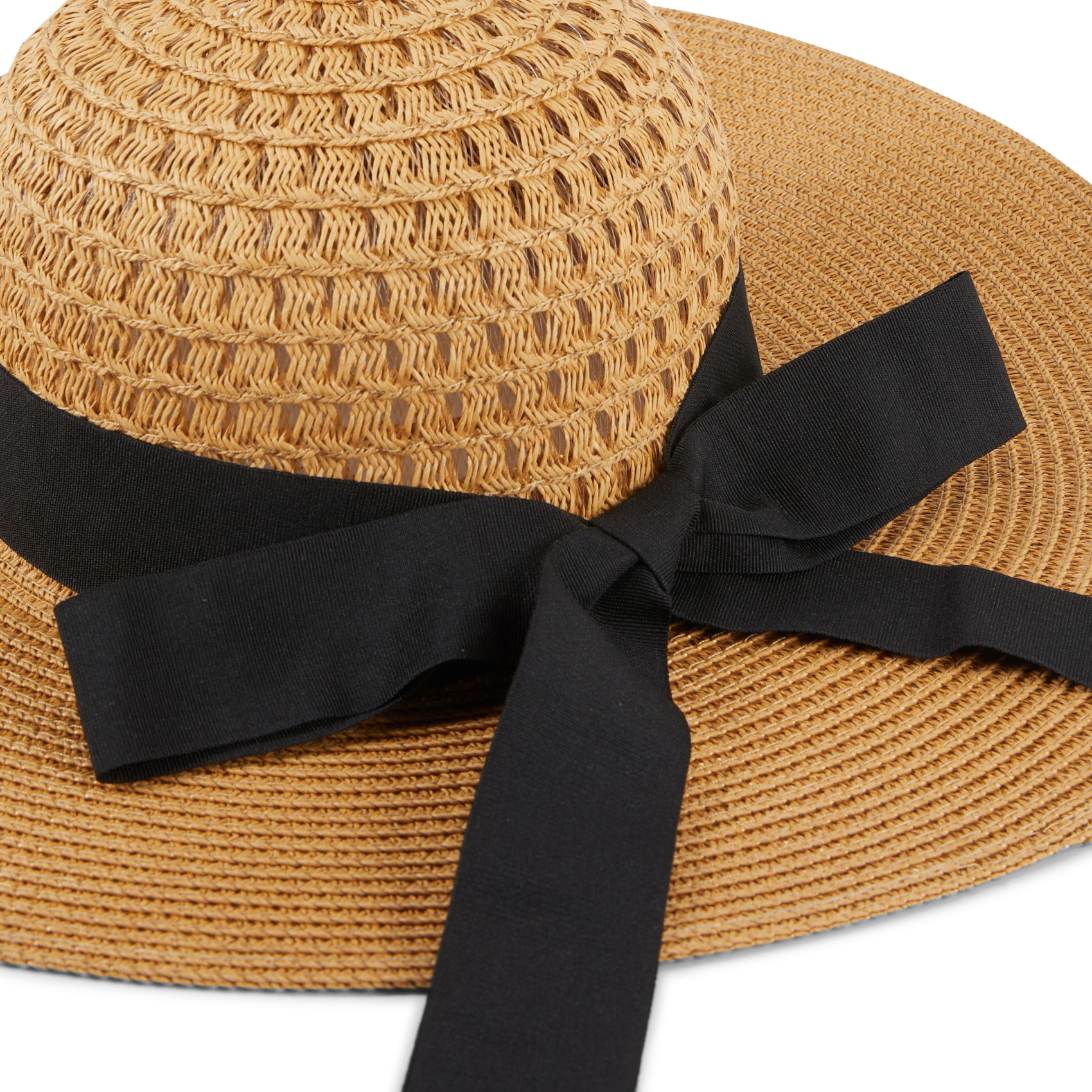 Effen hoed met contrasterende lint AU PRINTEMPS PARIS Zwart