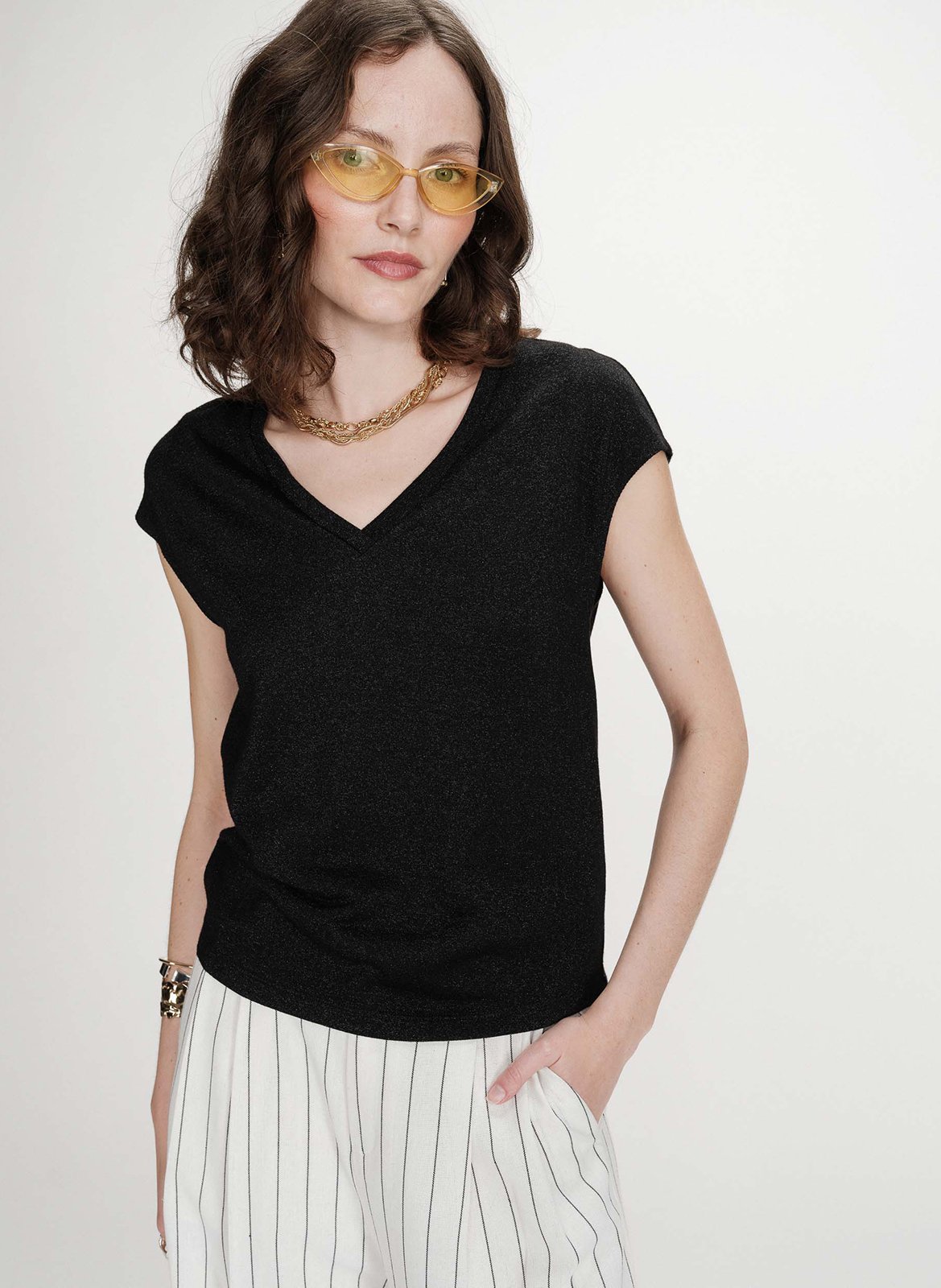 Crepe V-neck top GRACE ET MILA