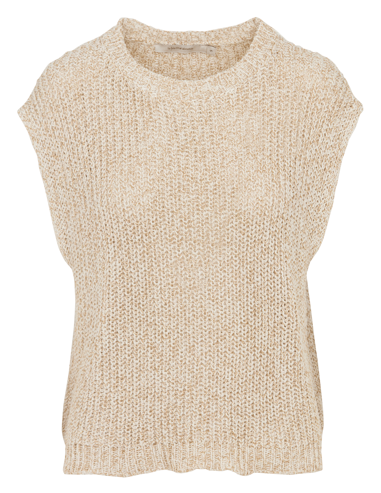Pull droit col rond en maille LA FEE MARABOUTEE Beige
